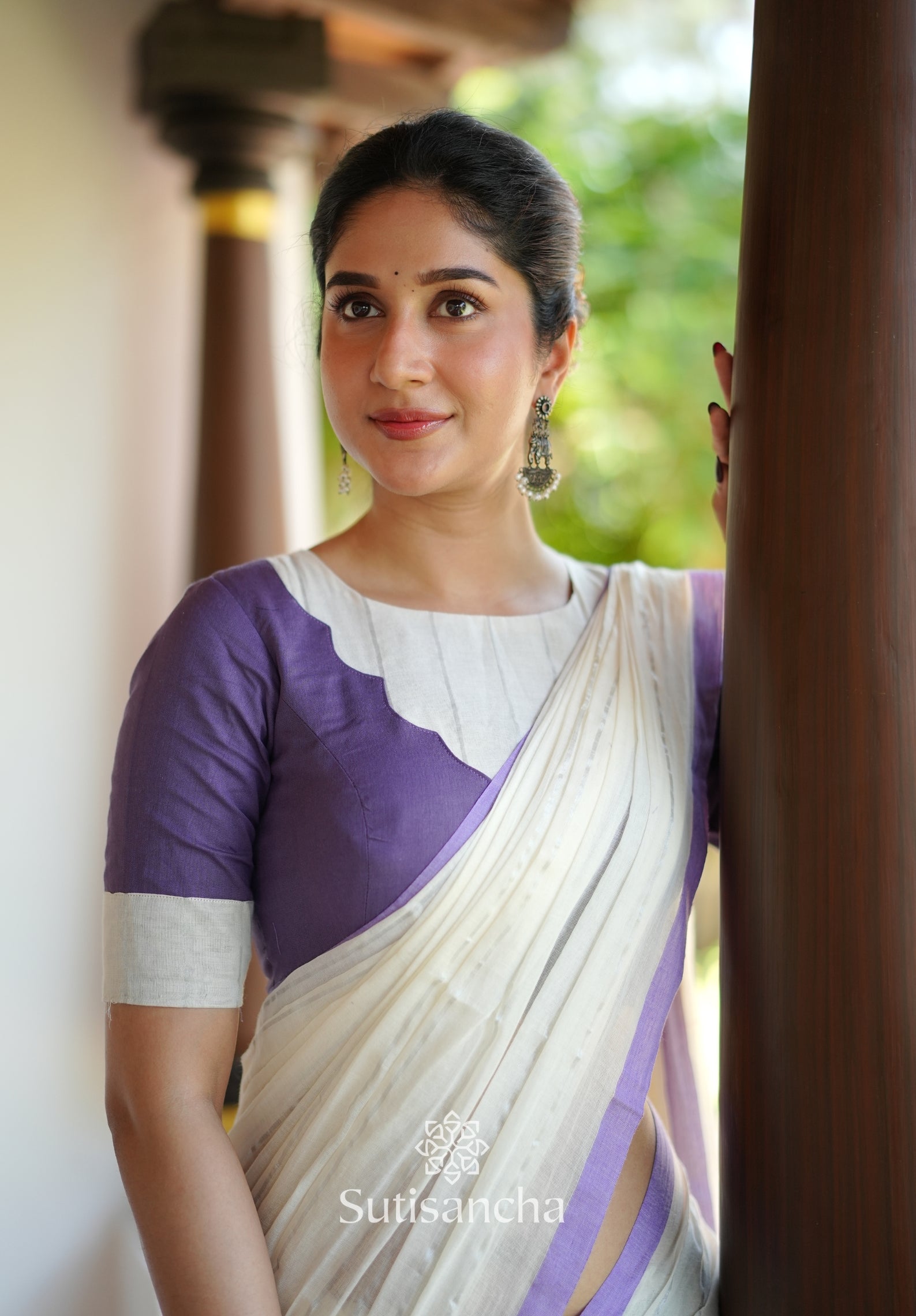 Lavender Mist Mul Cotton Saree