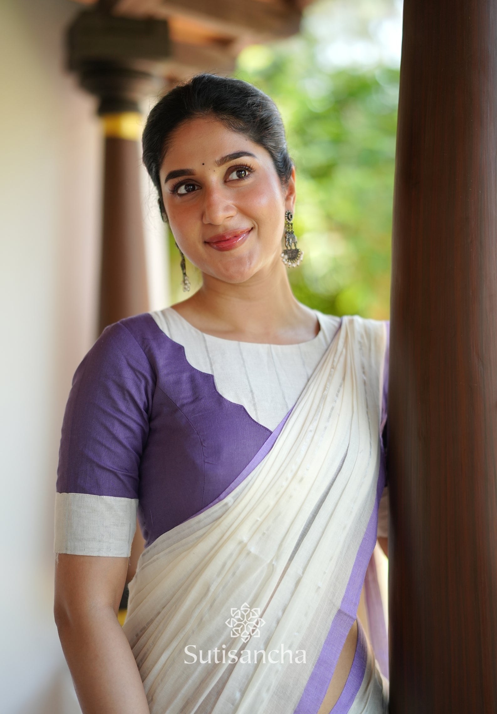 Lavender Mist Mul Cotton Saree
