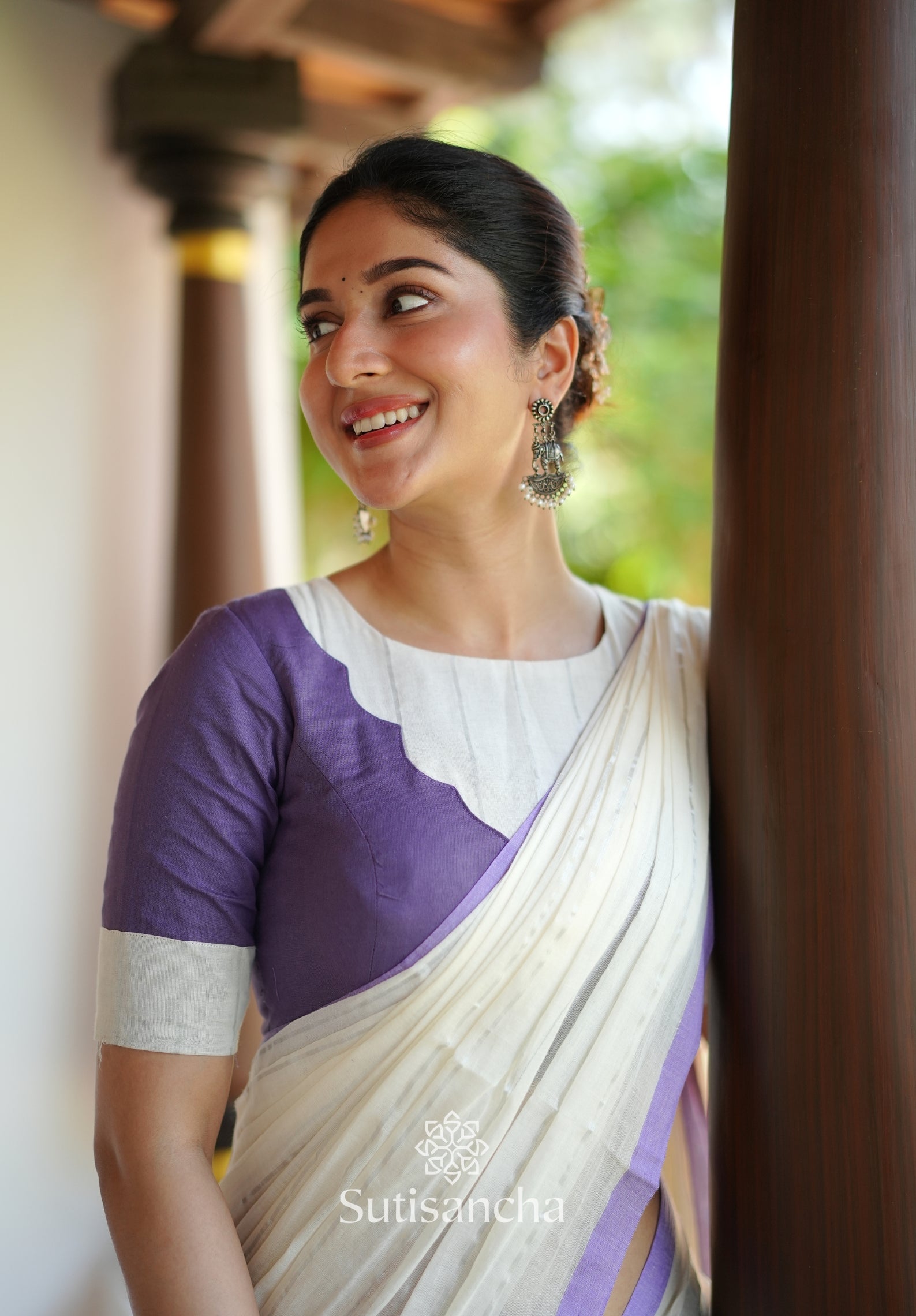 Lavender Mist Mul Cotton Saree