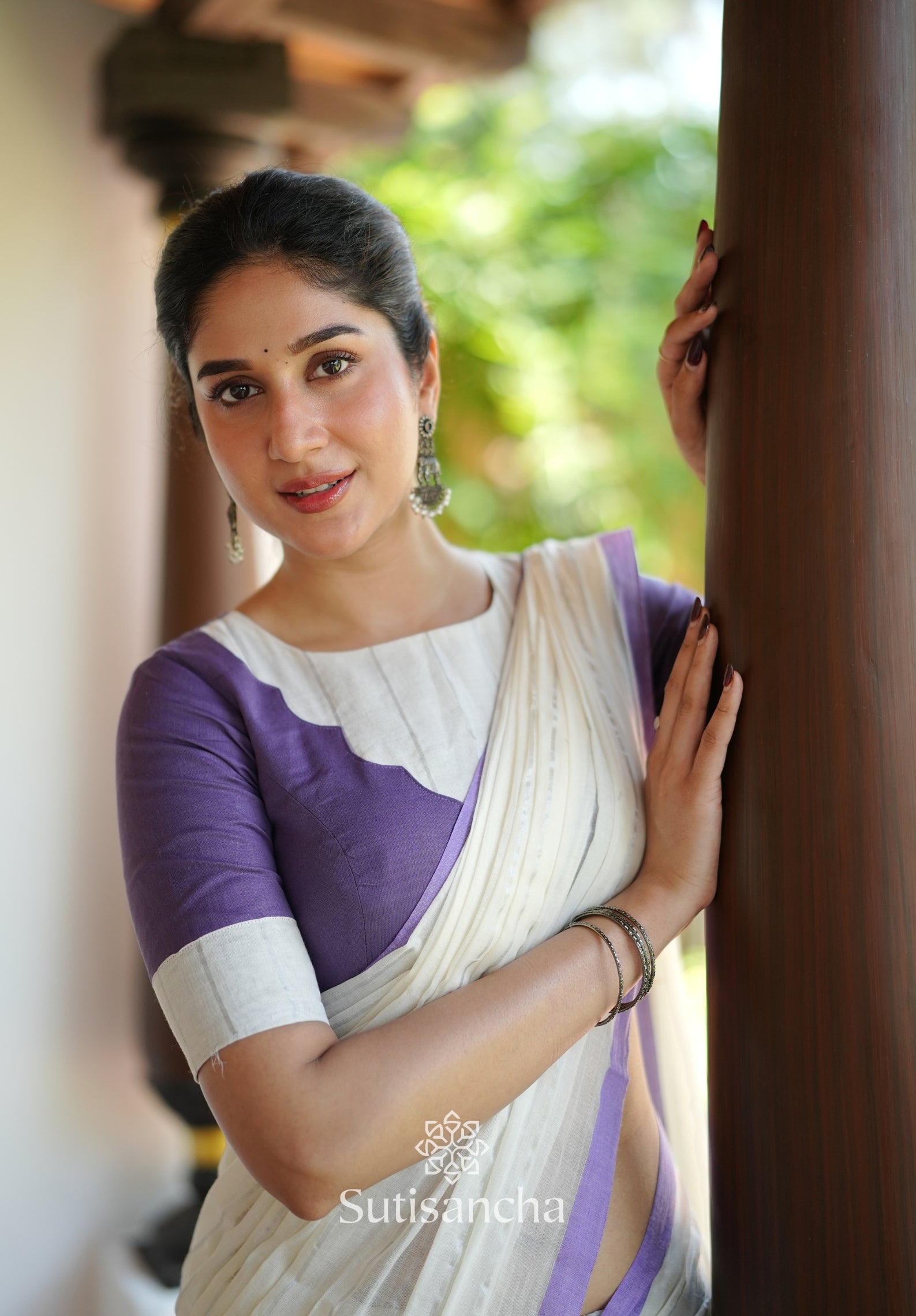 Lavender Mist Mul Cotton Saree