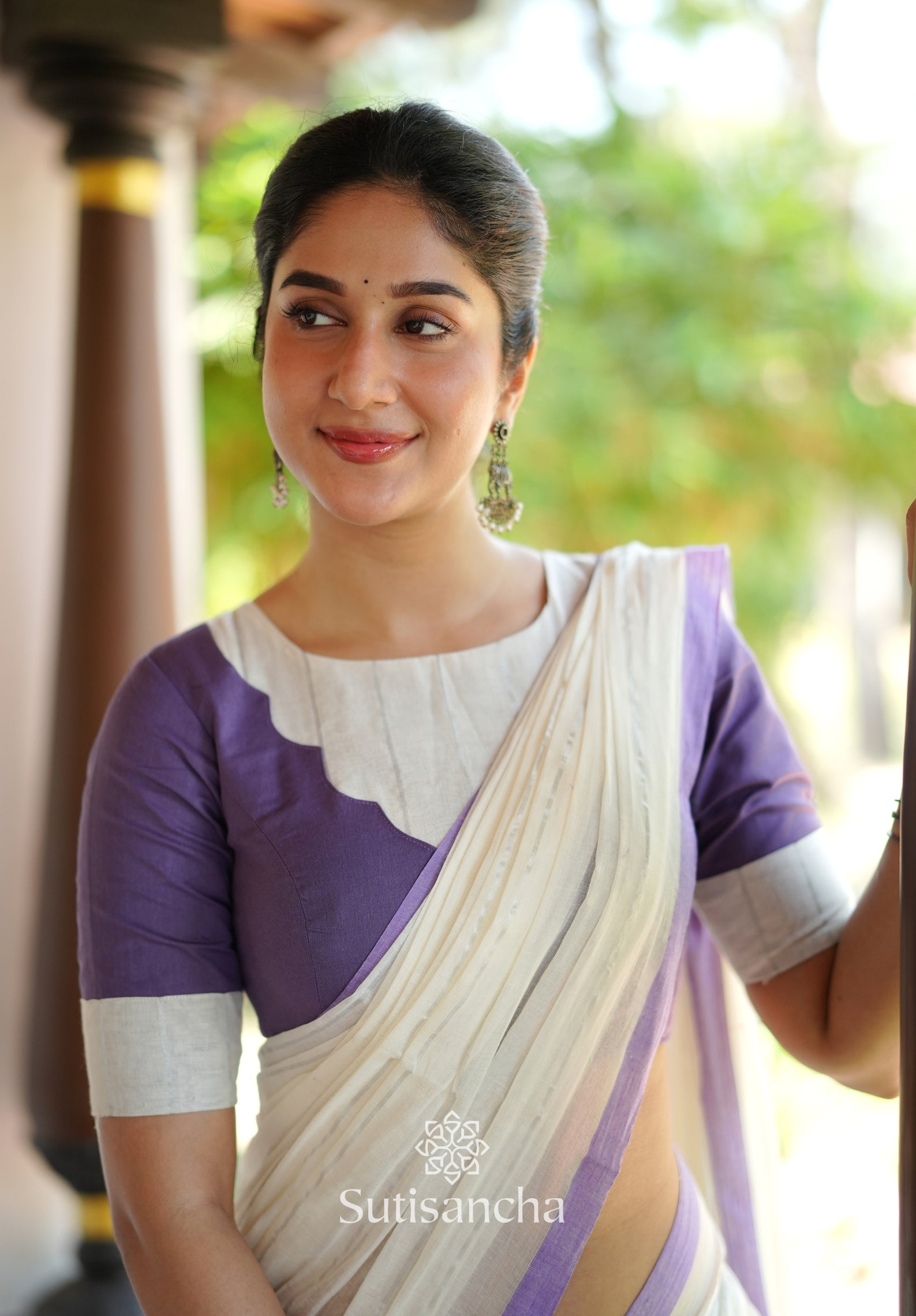 Lavender Mist Mul Cotton Saree