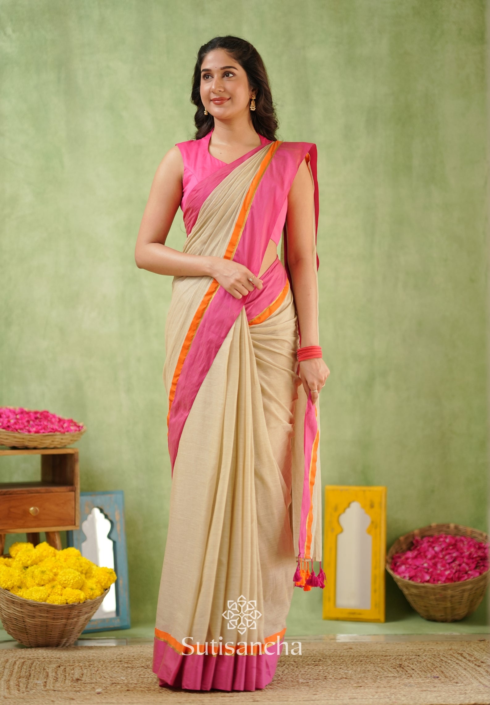 Pink Poise Pure Cotton Saree