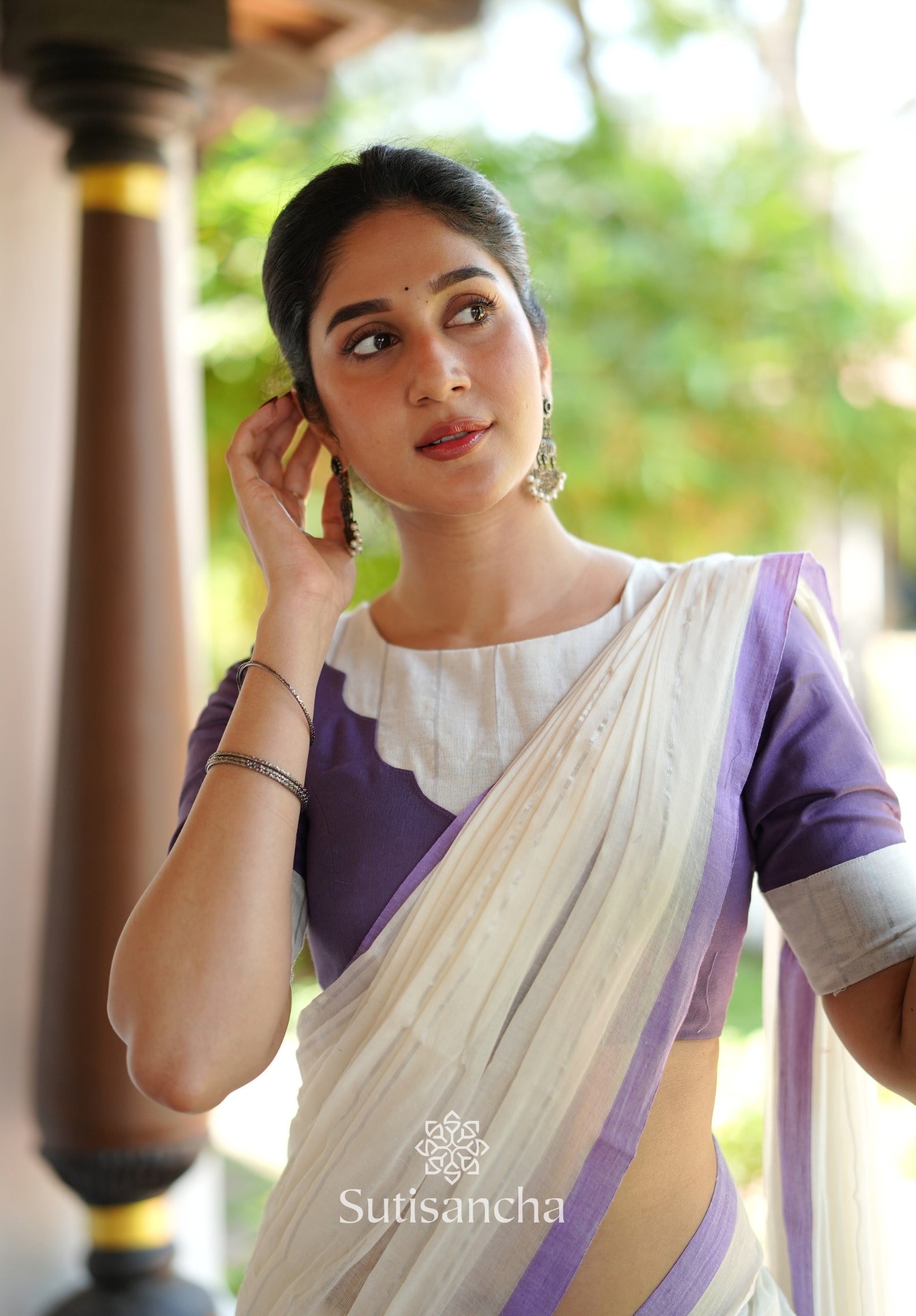 Lavender Mist Mul Cotton Saree