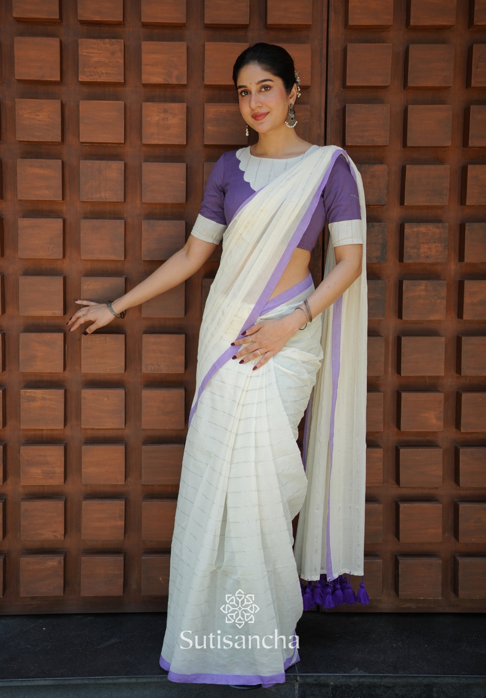 Lavender Mist Mul Cotton Saree