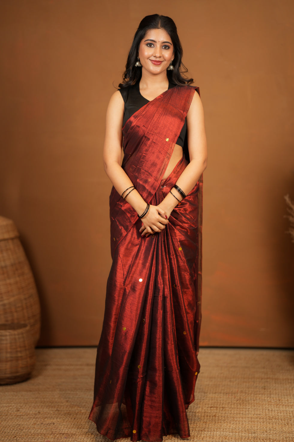 Premium Tissue Saree Accented with Siquin Shine