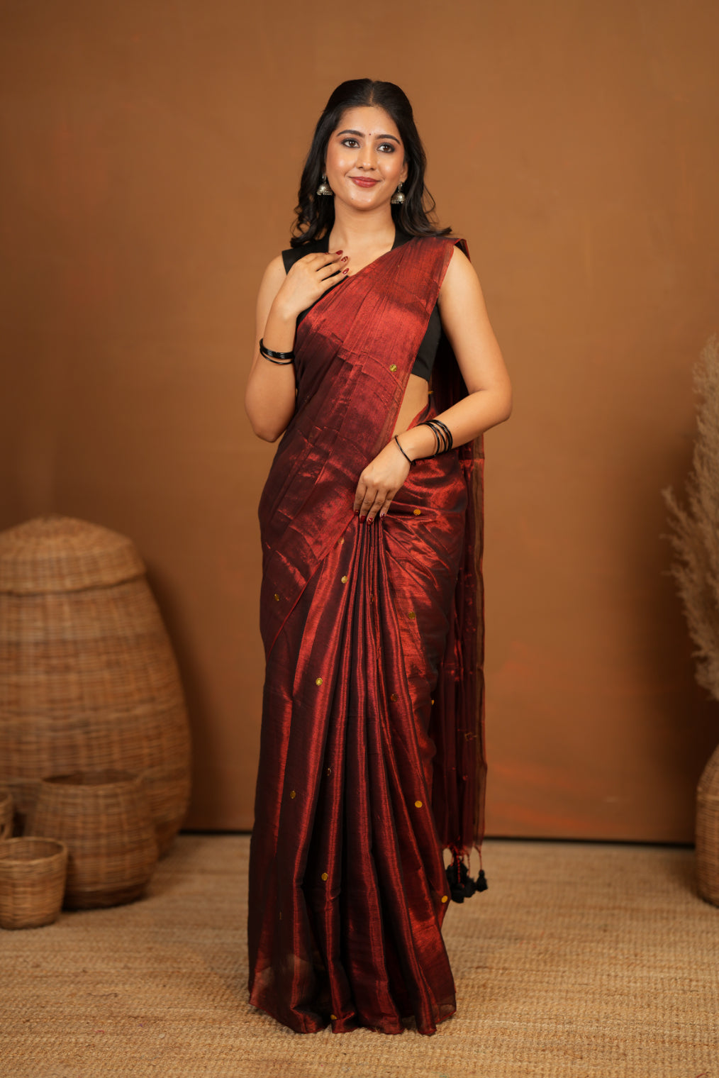 Premium Tissue Saree Accented with Siquin Shine