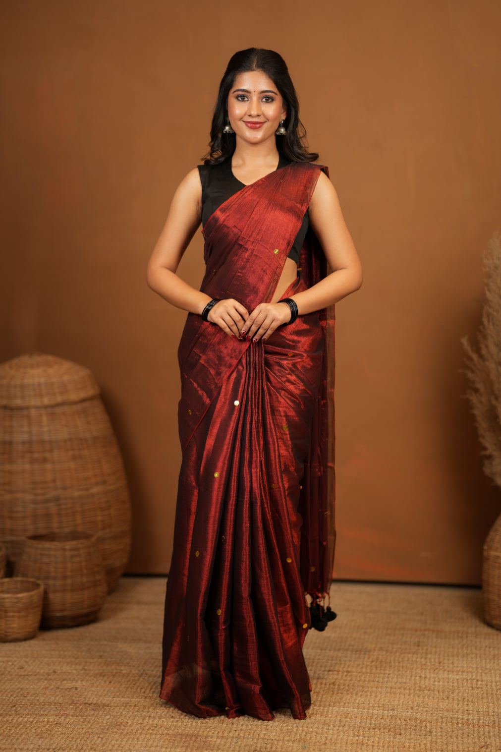 Premium Tissue Saree Accented with Siquin Shine