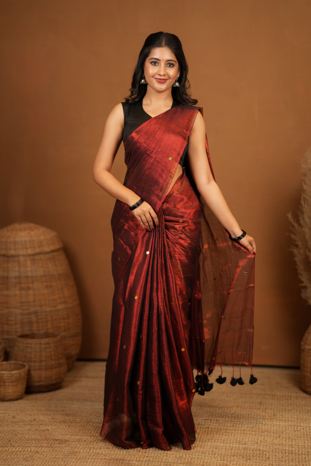 Premium Tissue Saree Accented with Siquin Shine