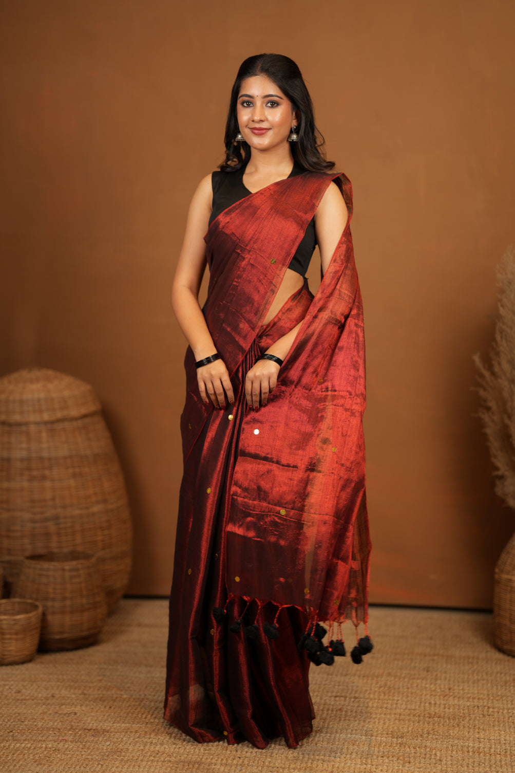 Premium Tissue Saree Accented with Siquin Shine