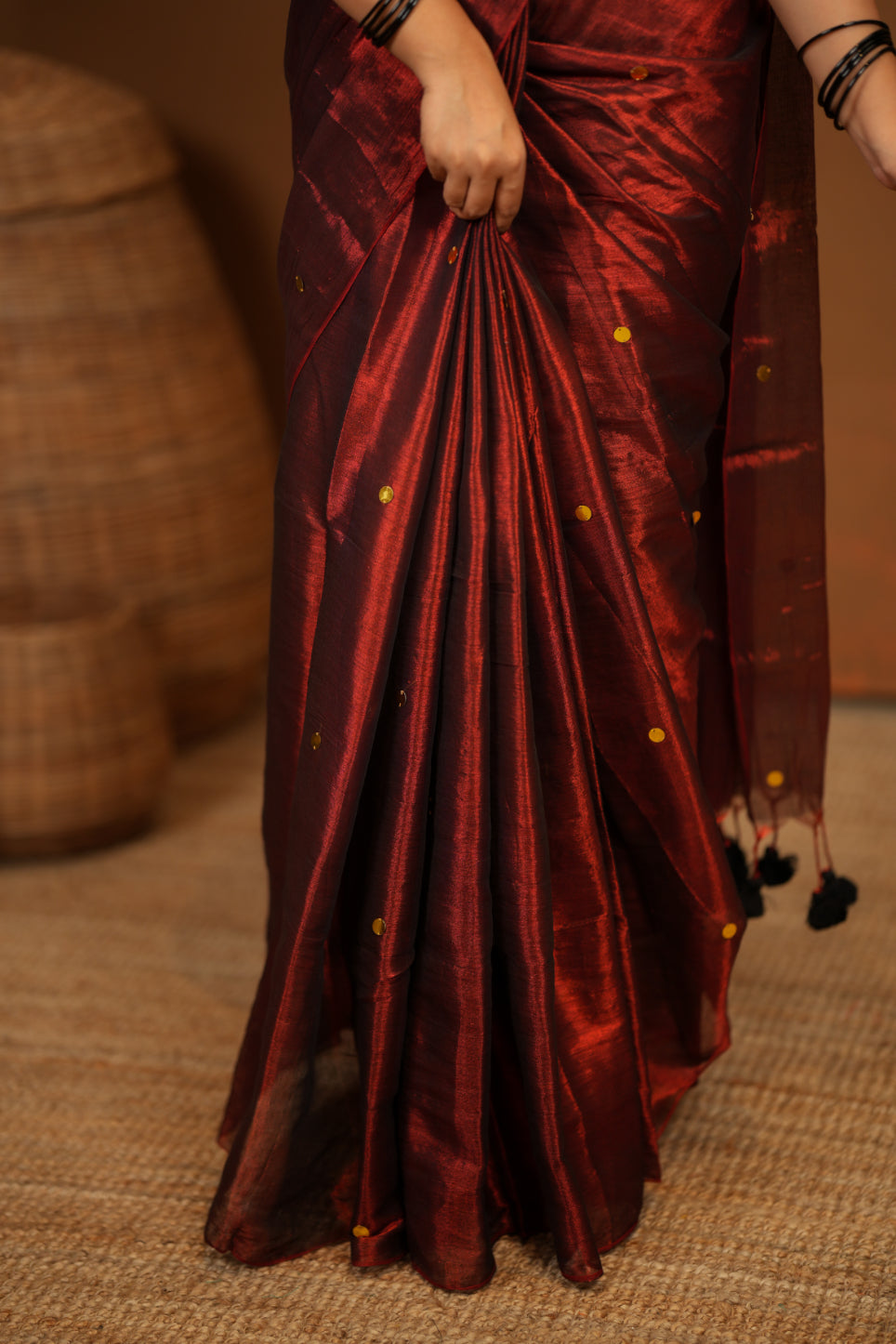 Premium Tissue Saree Accented with Siquin Shine