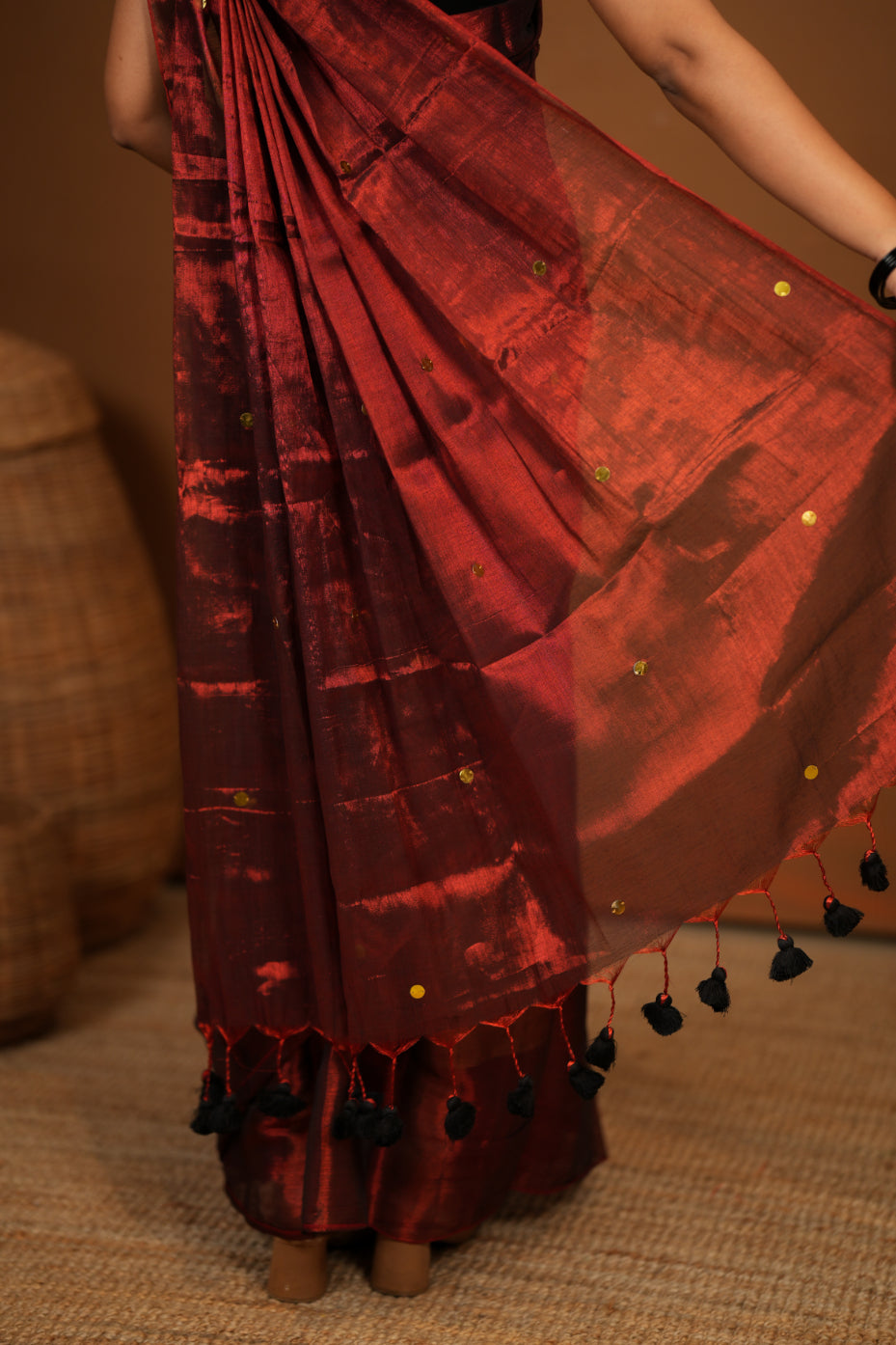 Premium Tissue Saree Accented with Siquin Shine