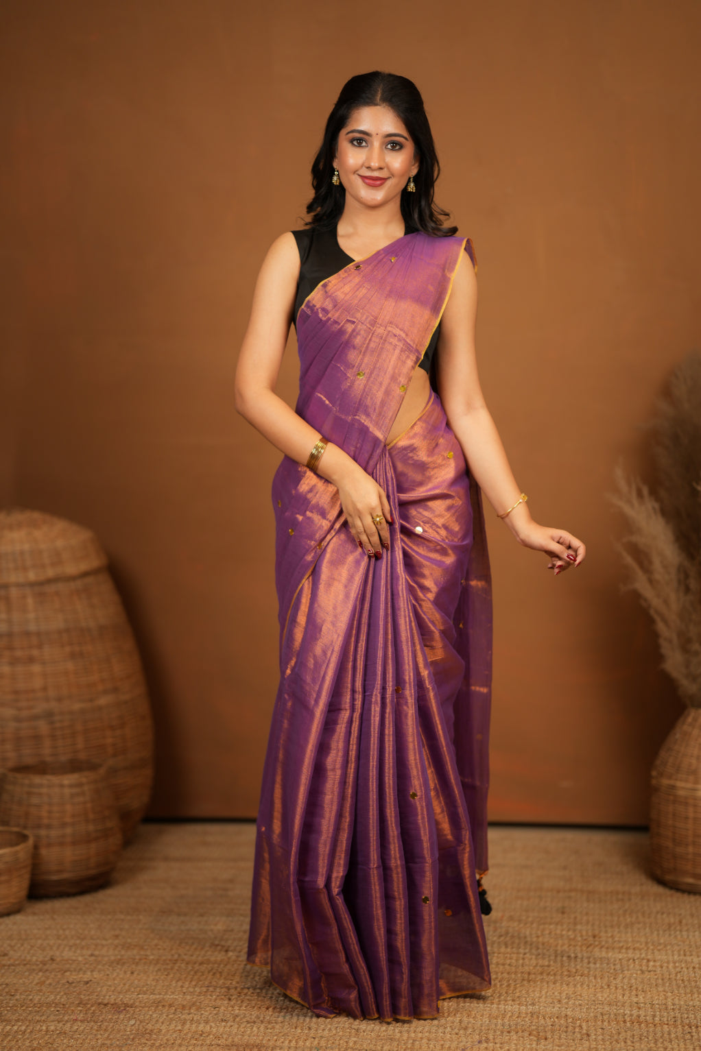 Premium Tissue Saree Accented with Siquin Shine