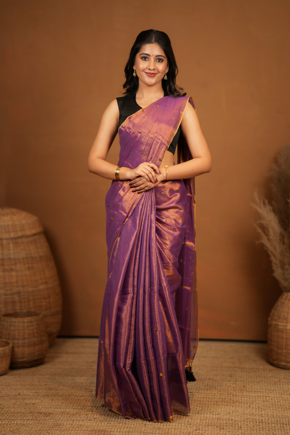 Premium Tissue Saree Accented with Siquin Shine