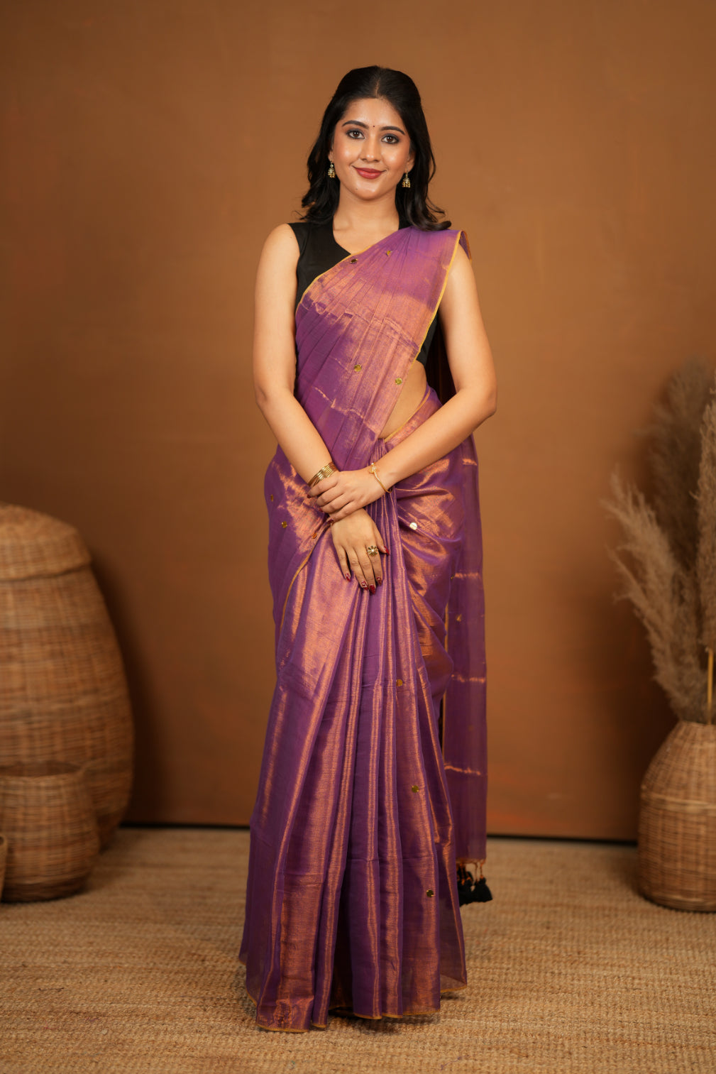 Premium Tissue Saree Accented with Siquin Shine