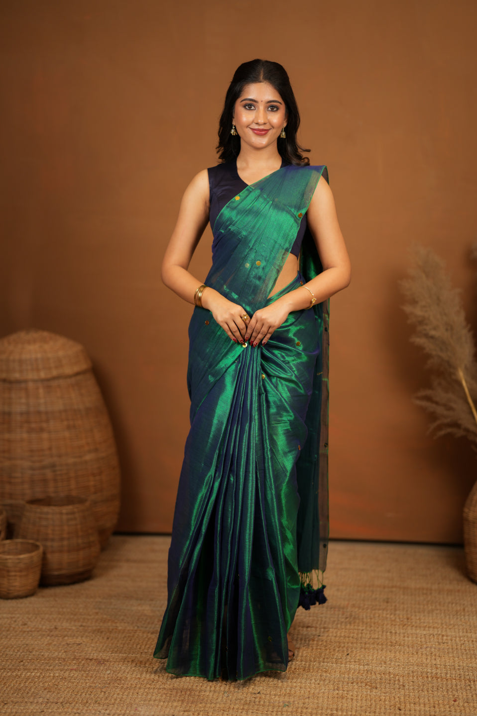 Premium Tissue Saree Accented with Siquin Shine