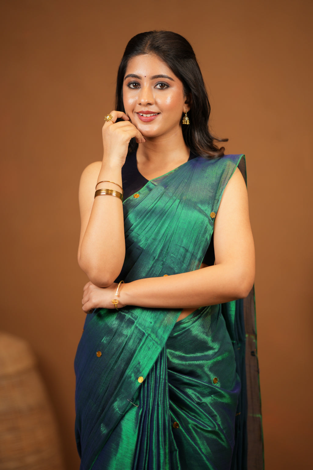 Premium Tissue Saree Accented with Siquin Shine