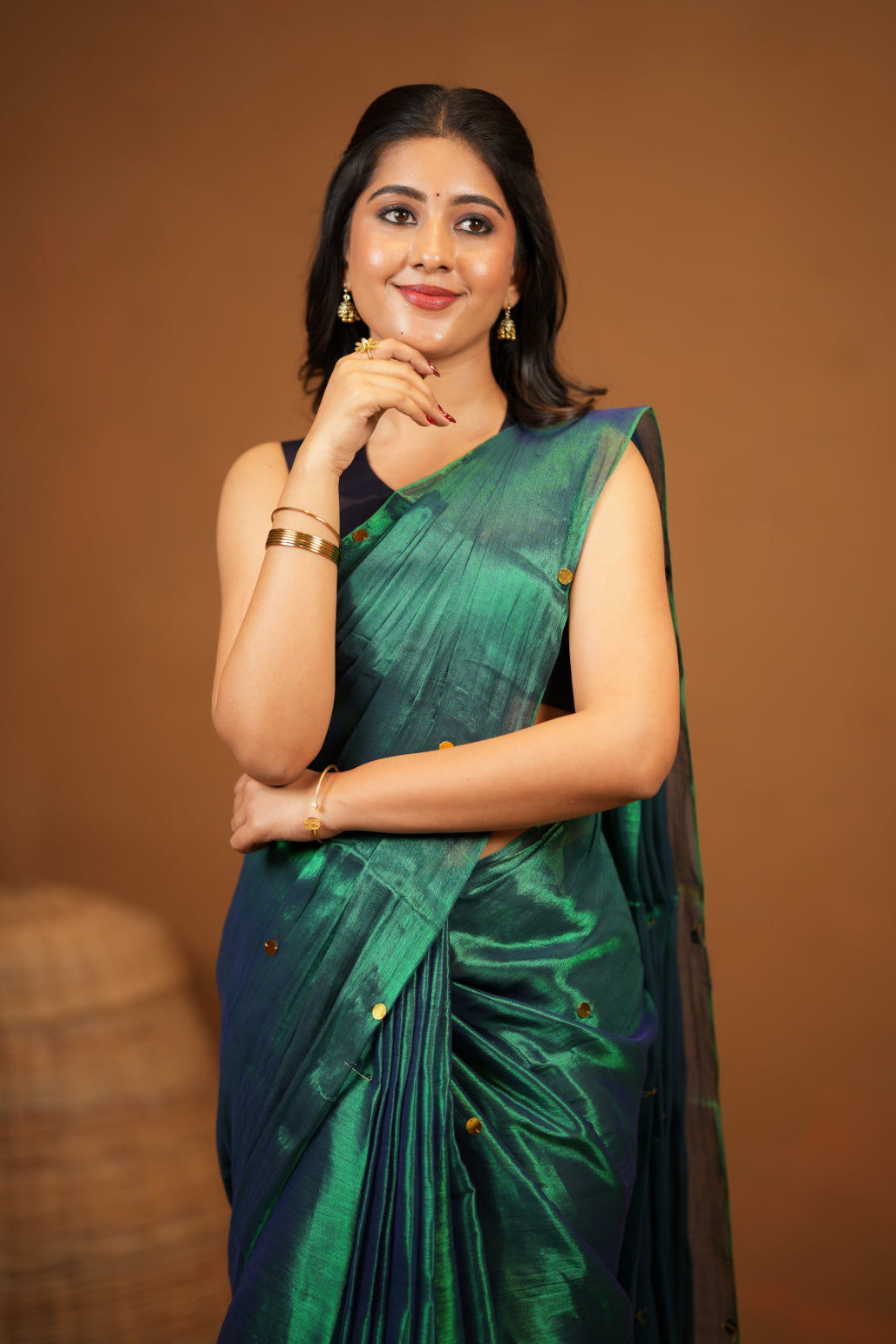 Premium Tissue Saree Accented with Siquin Shine