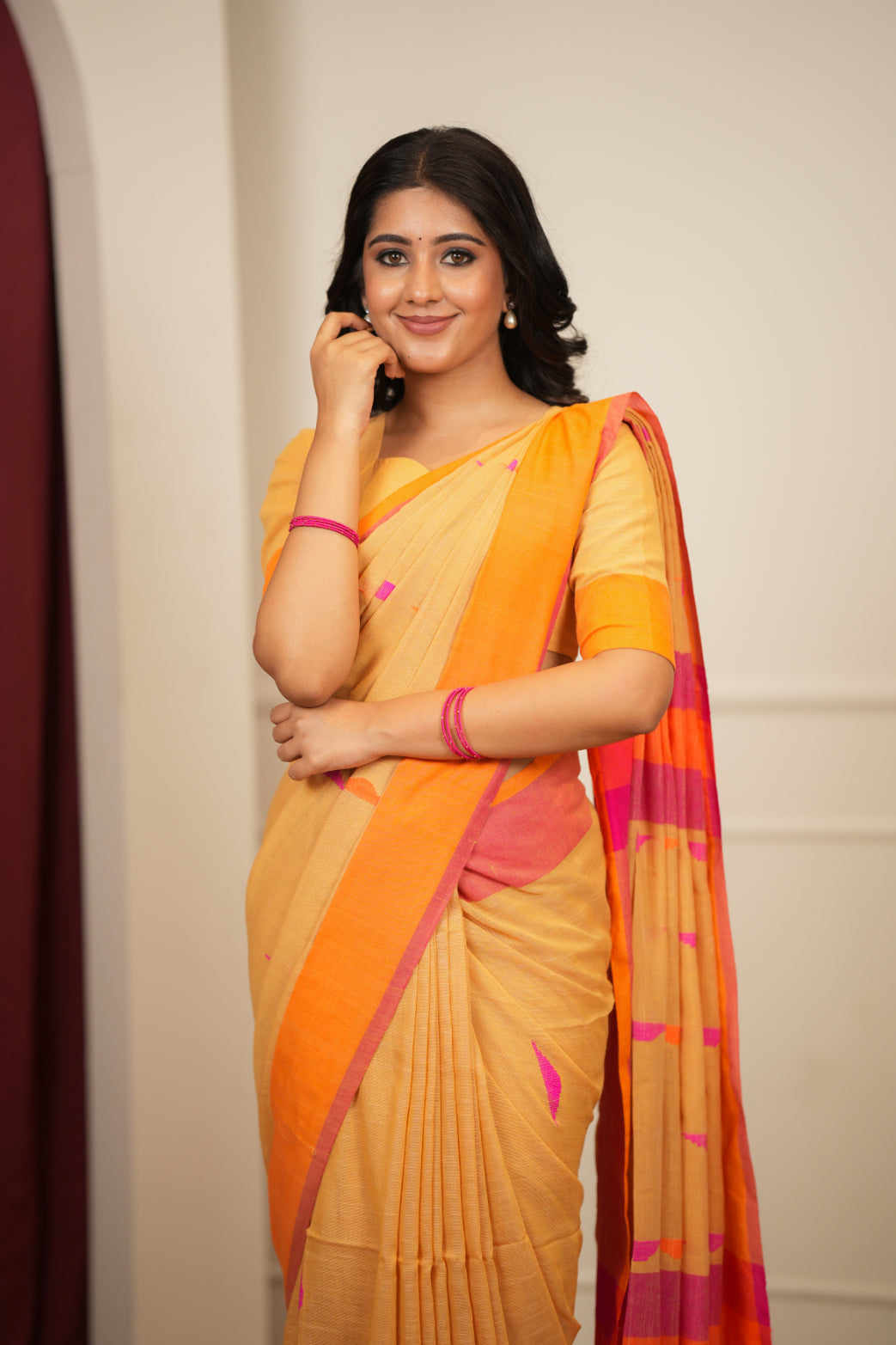 Artisan Glow – Mustard yellow Handloom Saree