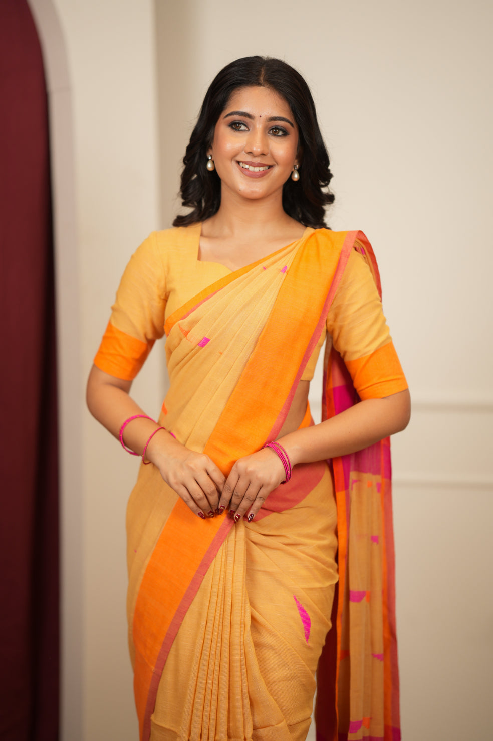 Artisan Glow – Mustard yellow Handloom Saree