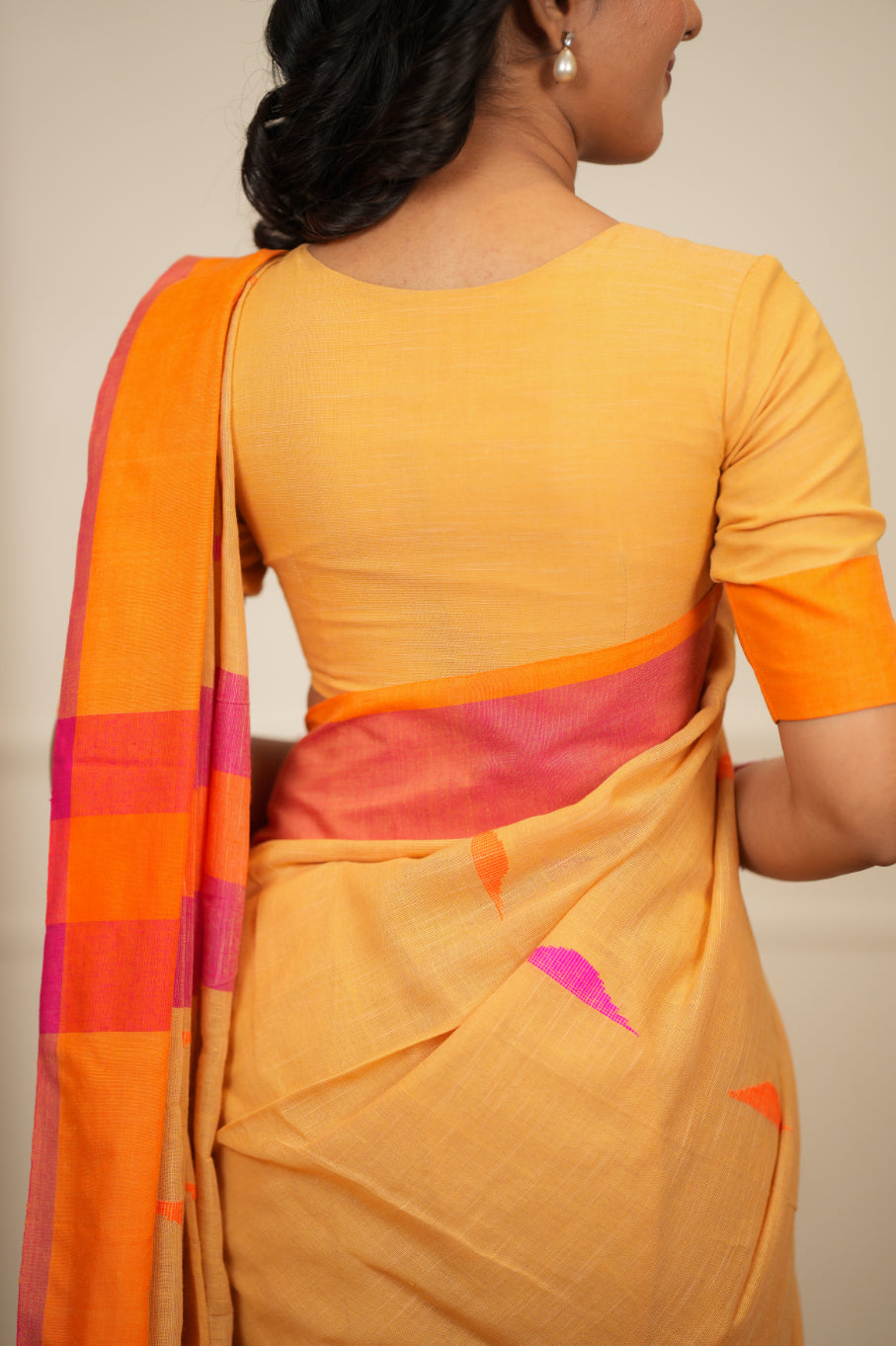 Artisan Glow – Mustard yellow Handloom Saree