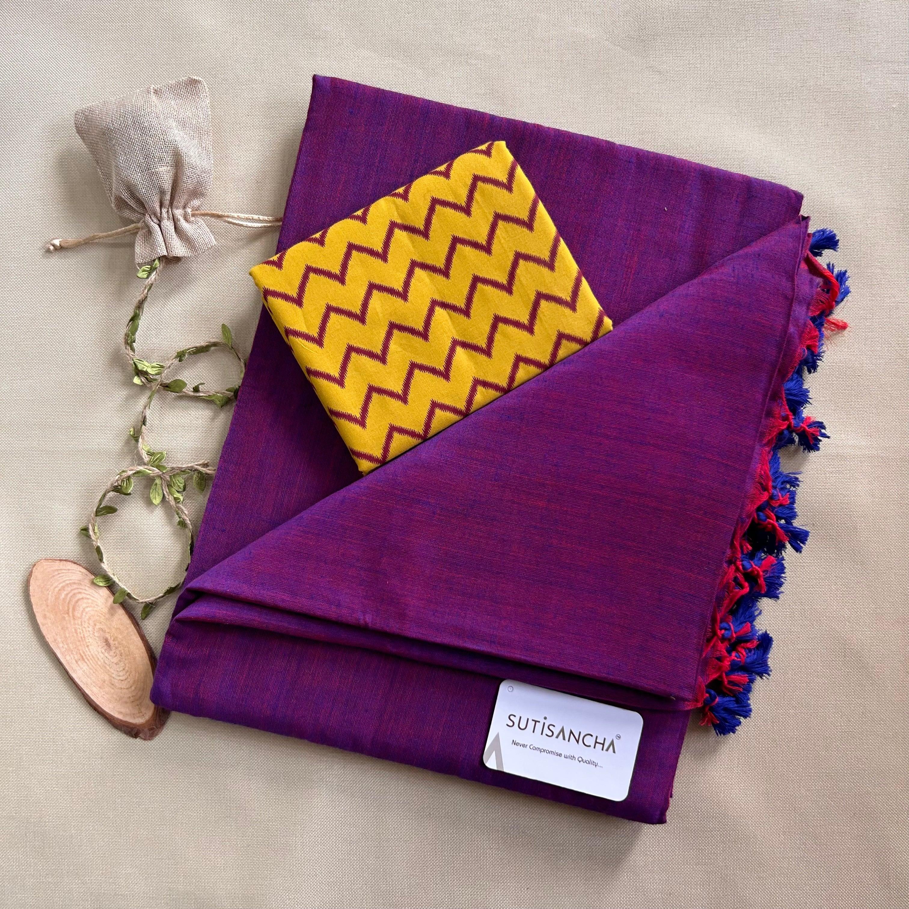 Sutisancha Dualtone purple Khadi Saree - Suti Sancha