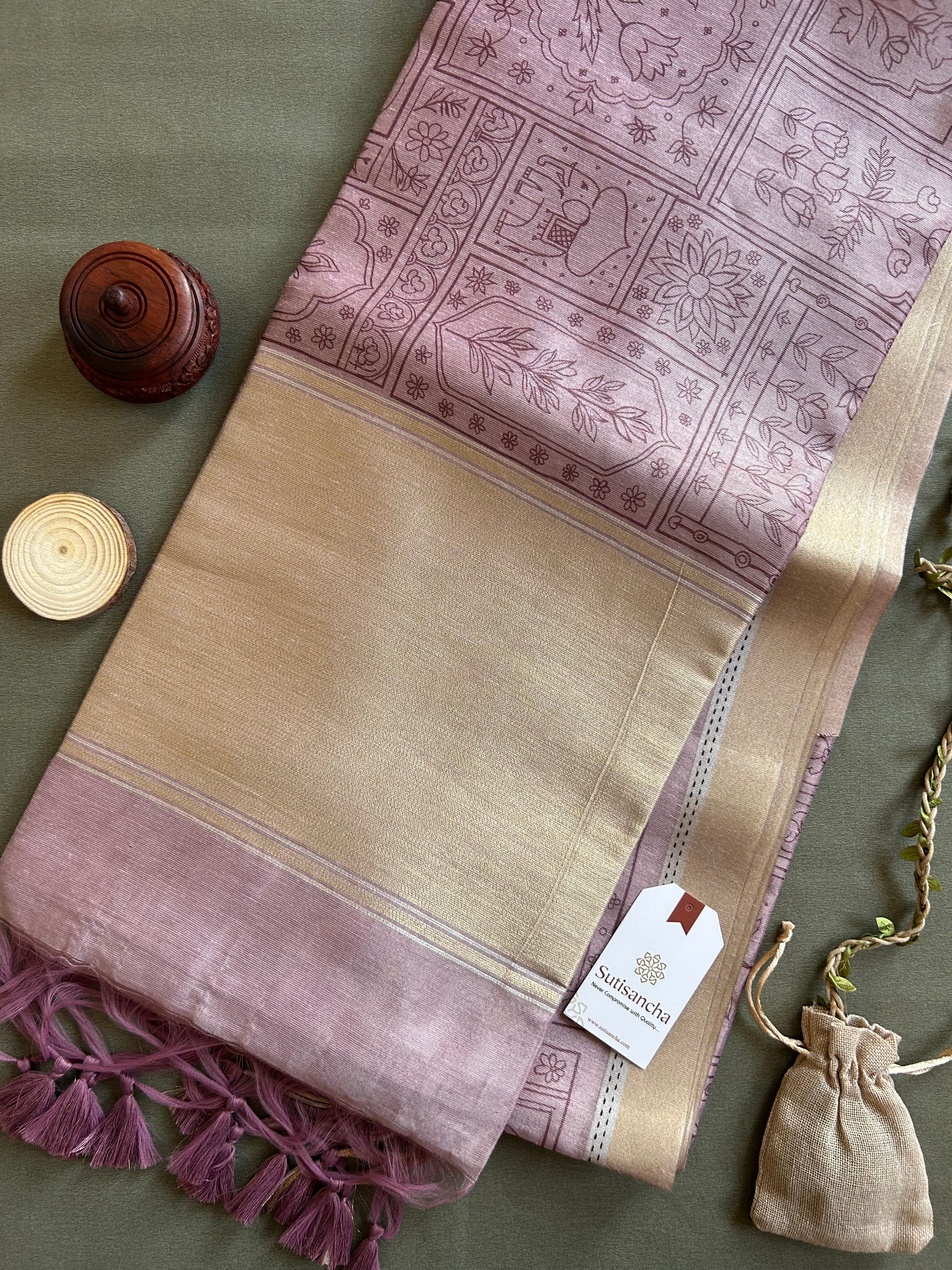 Classic Pure Cotton Saree with Wroli Design & Zari Border