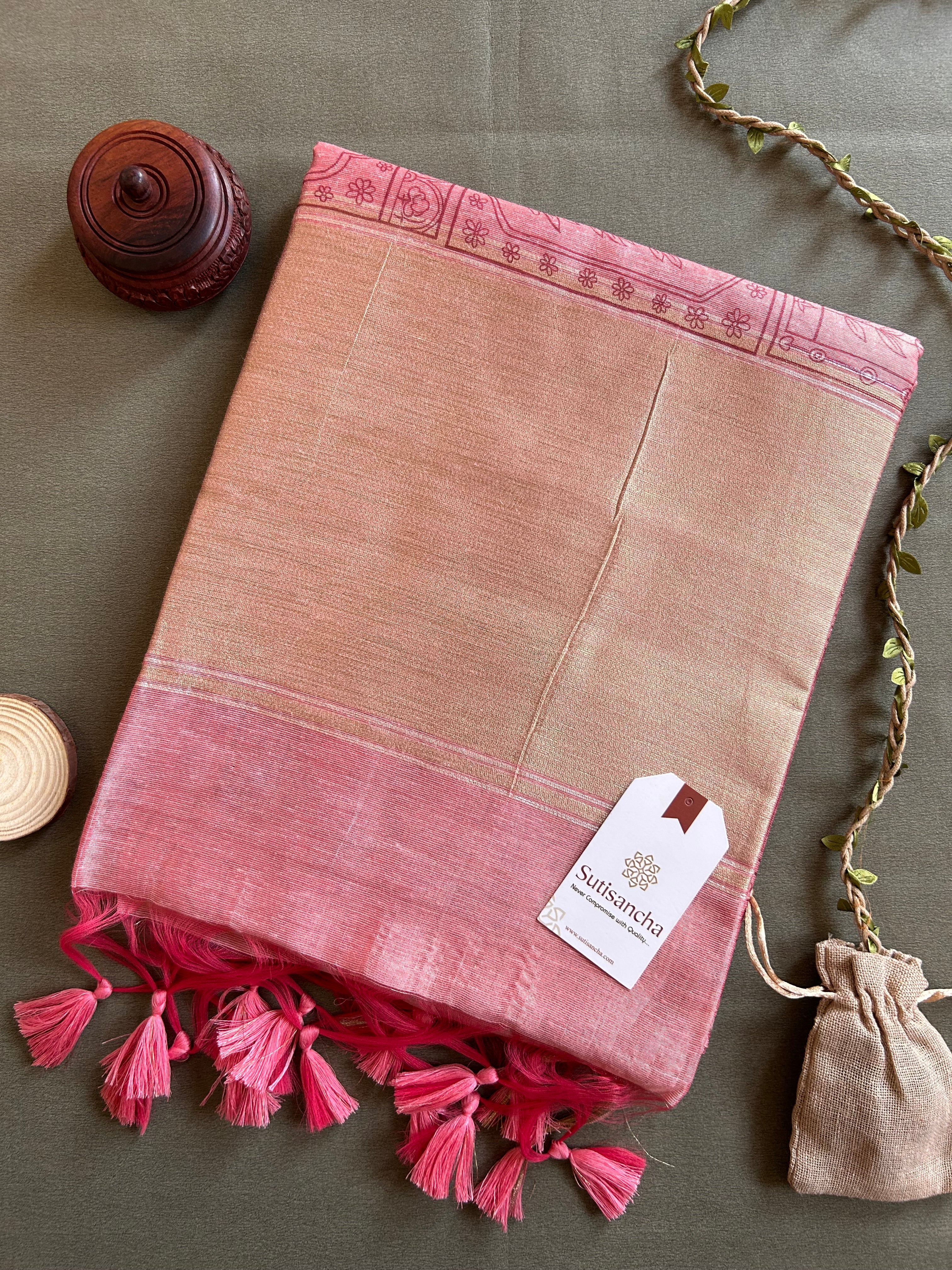Classic Pure Cotton Saree with Wroli Design & Zari Border