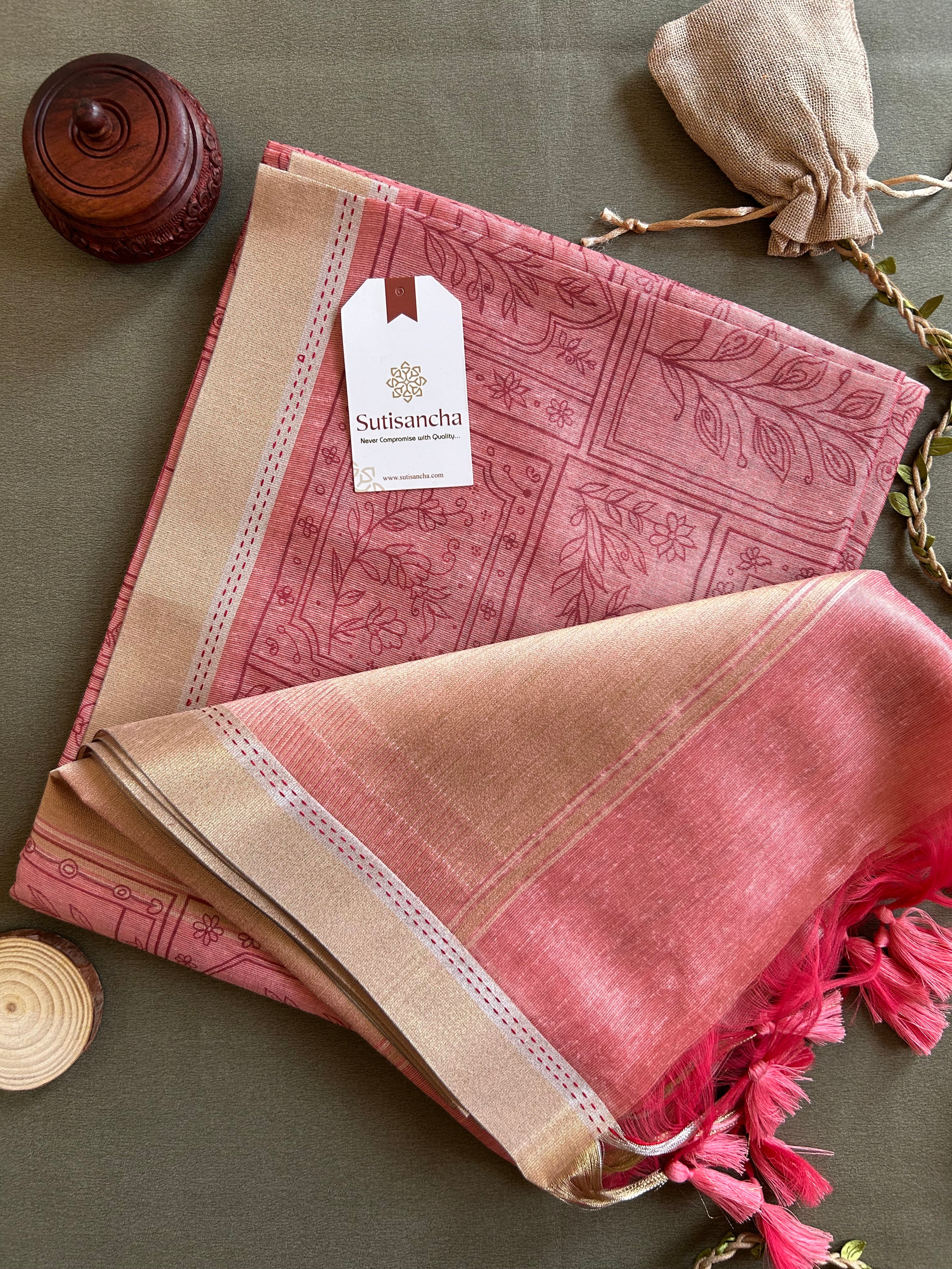 Classic Pure Cotton Saree with Wroli Design & Zari Border