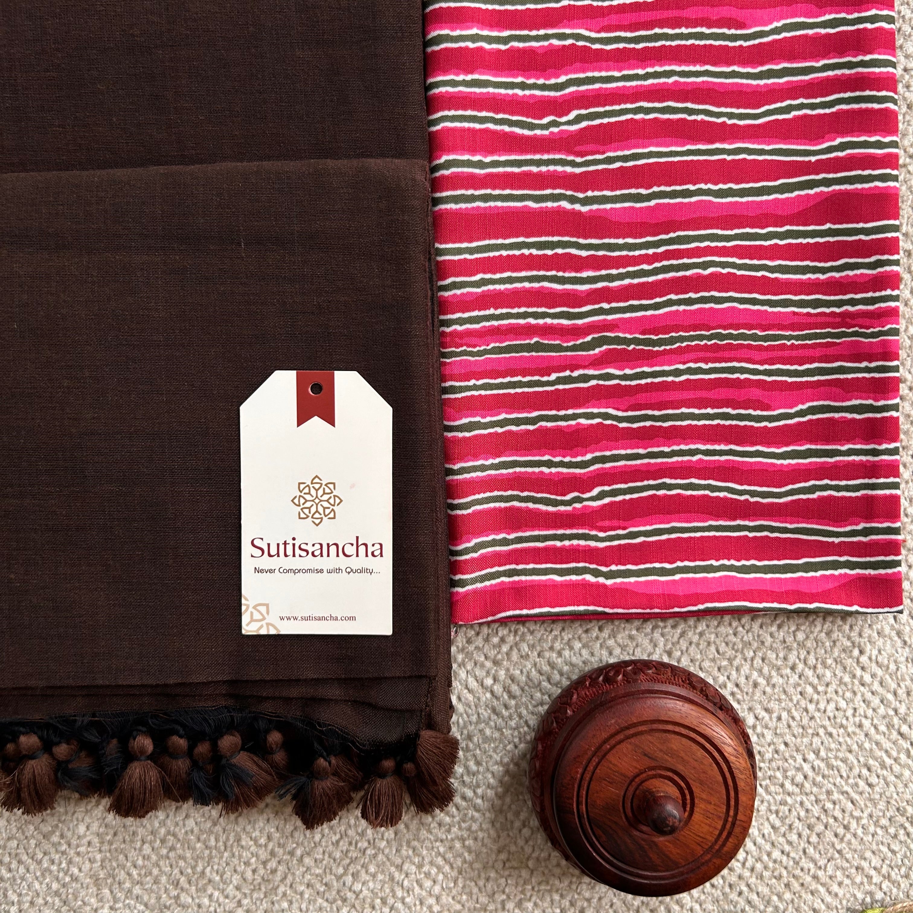 Sutisancha Brown Colour Handloom Cotton Saree