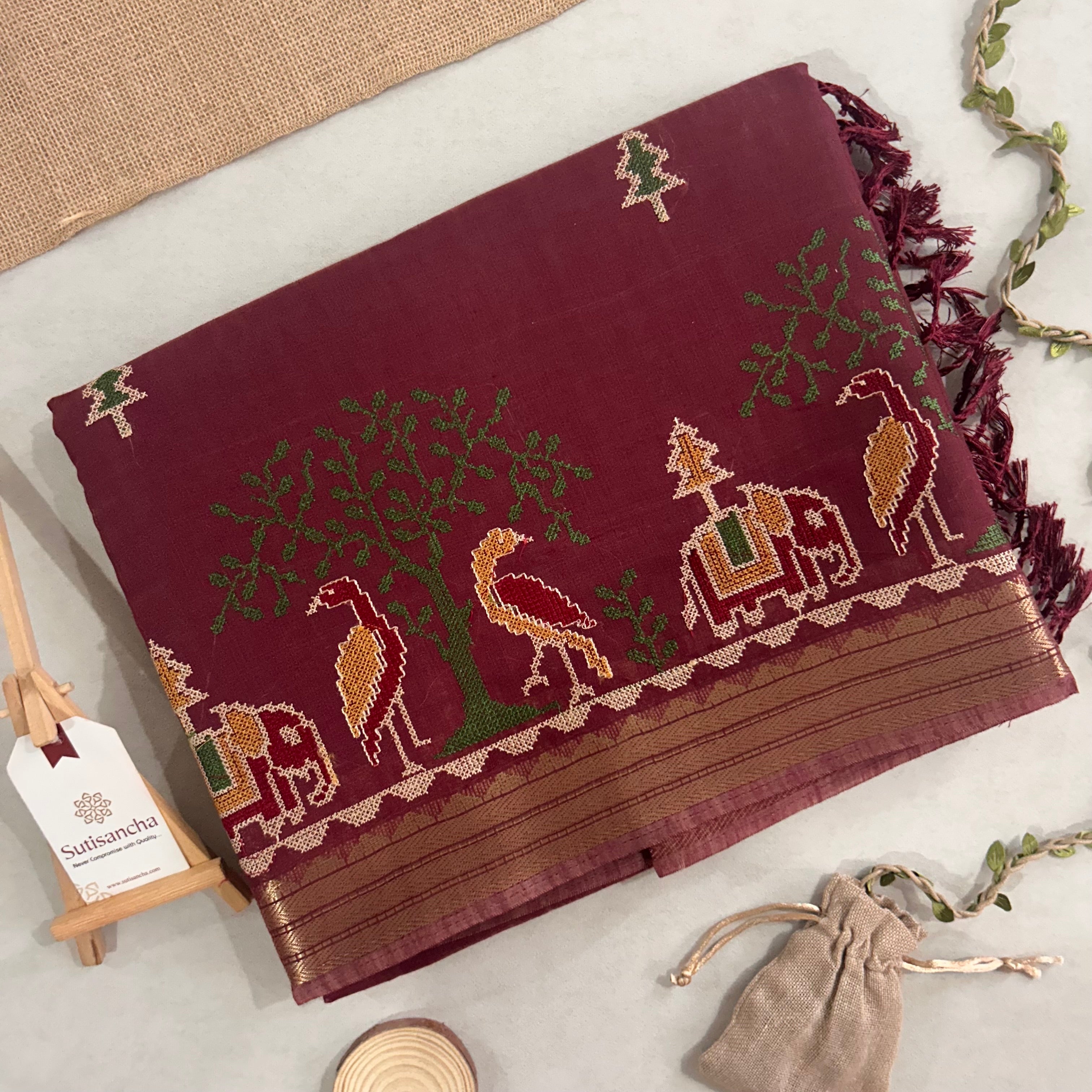 Lokya Nature Thread Work Cotton Saree