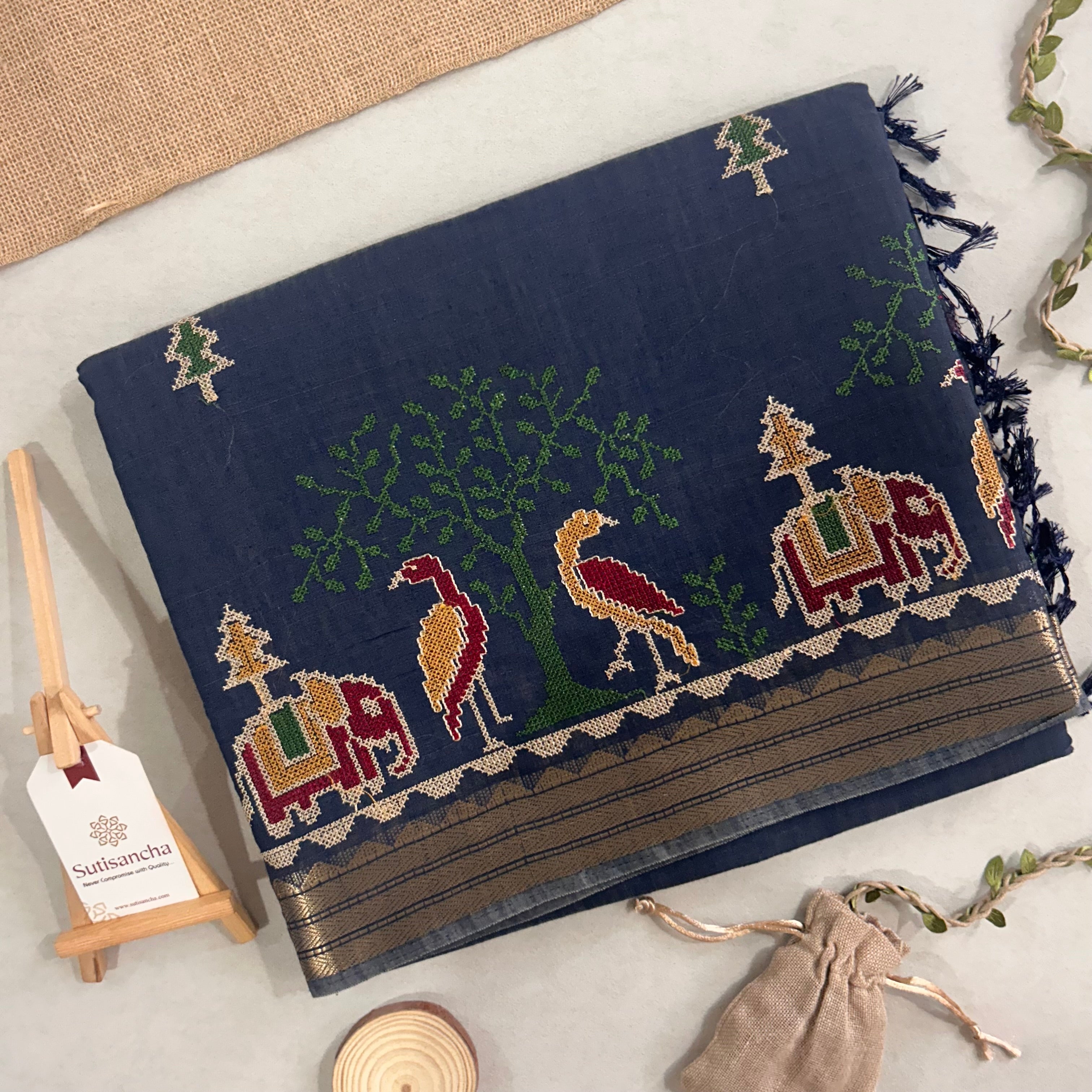 Lokya Nature Thread Work Cotton Saree