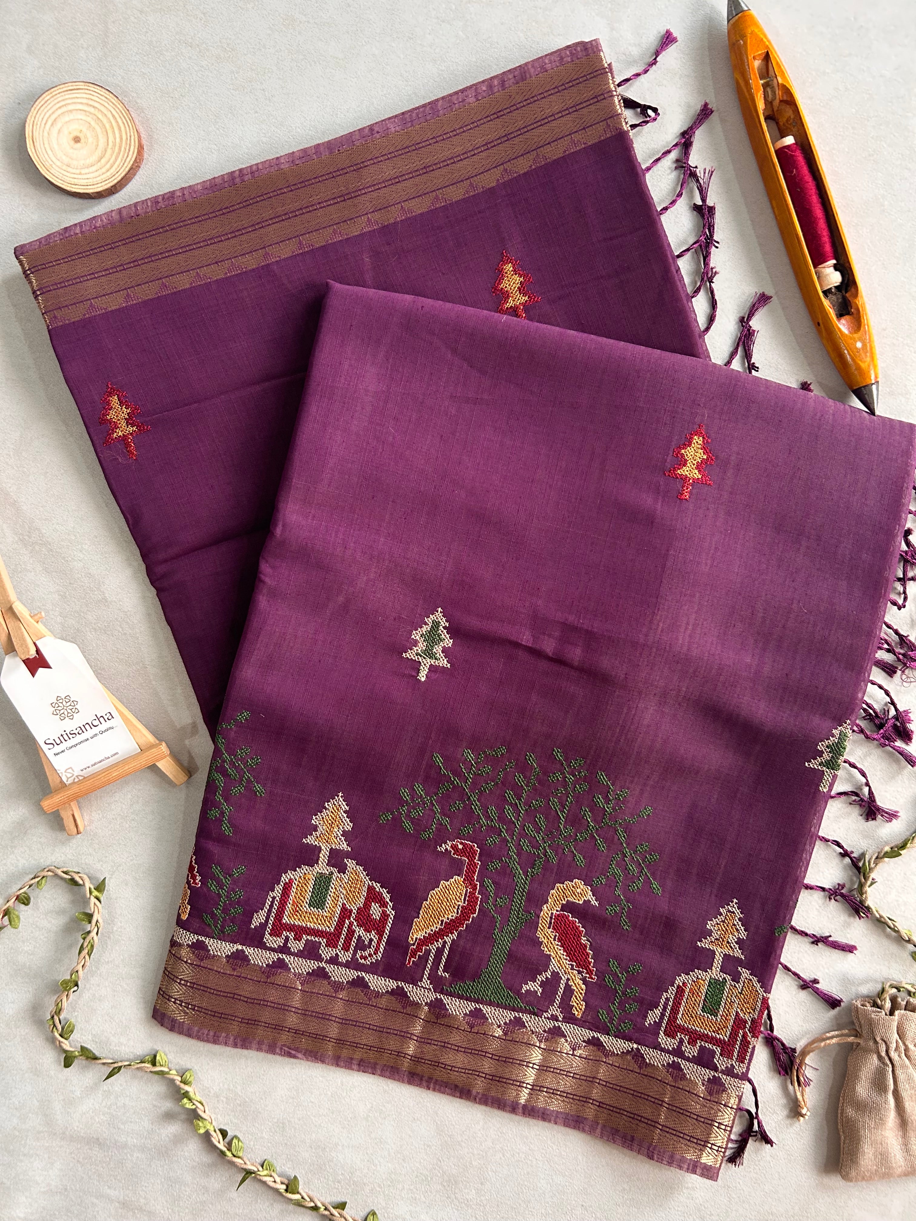 Lokya Nature Thread Work Cotton Saree