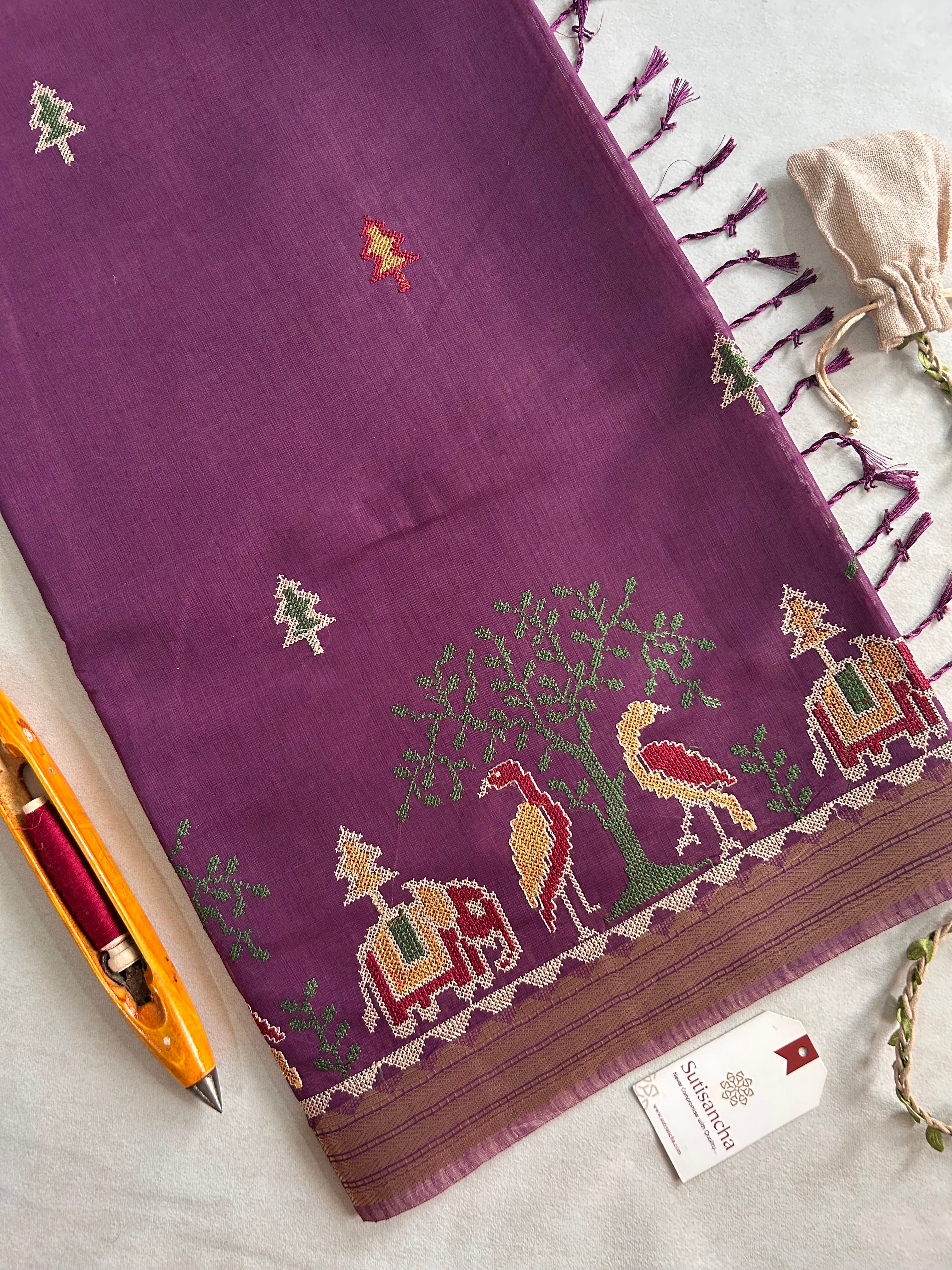 Lokya Nature Thread Work Cotton Saree