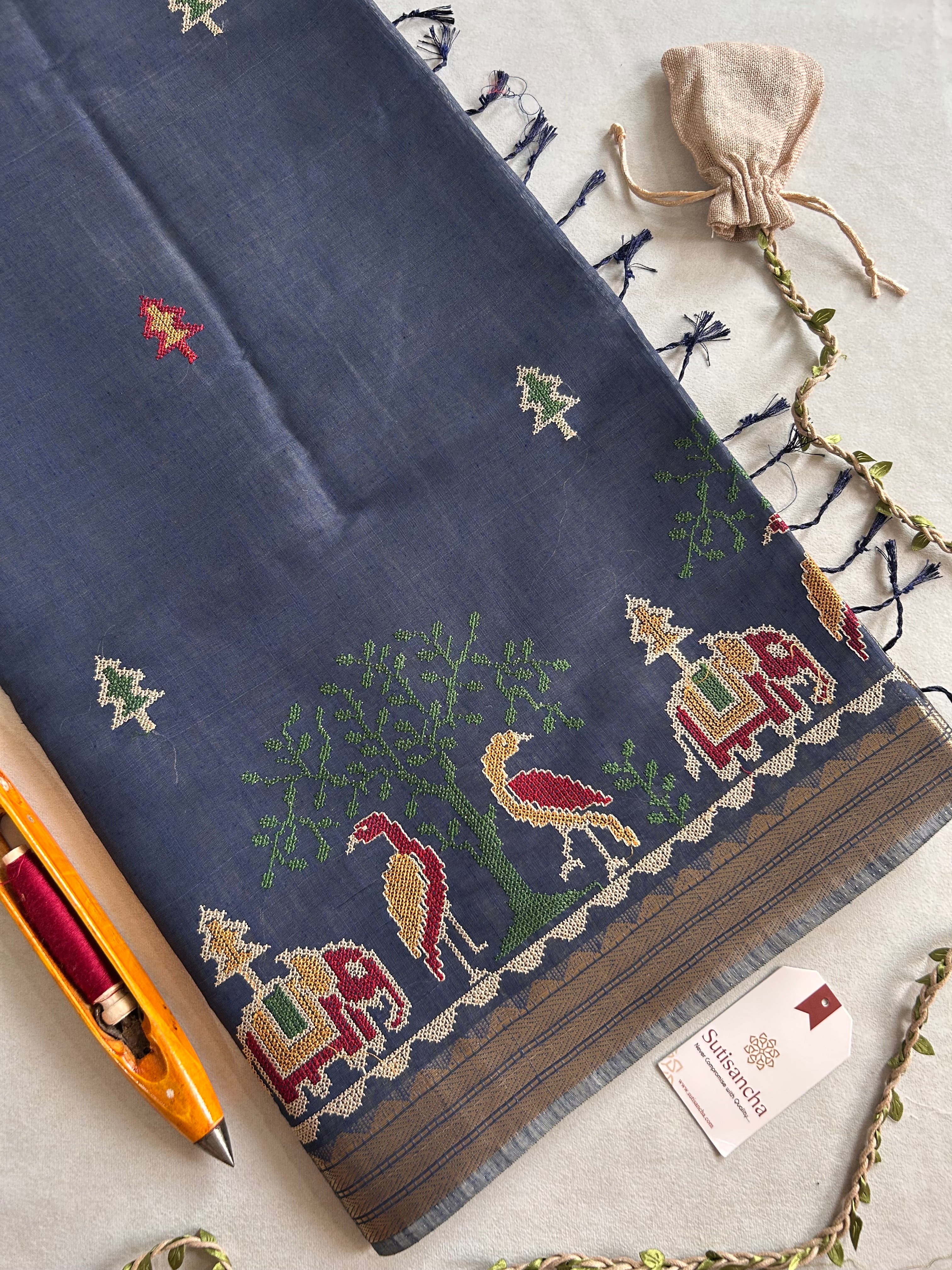 Lokya Nature Thread Work Cotton Saree