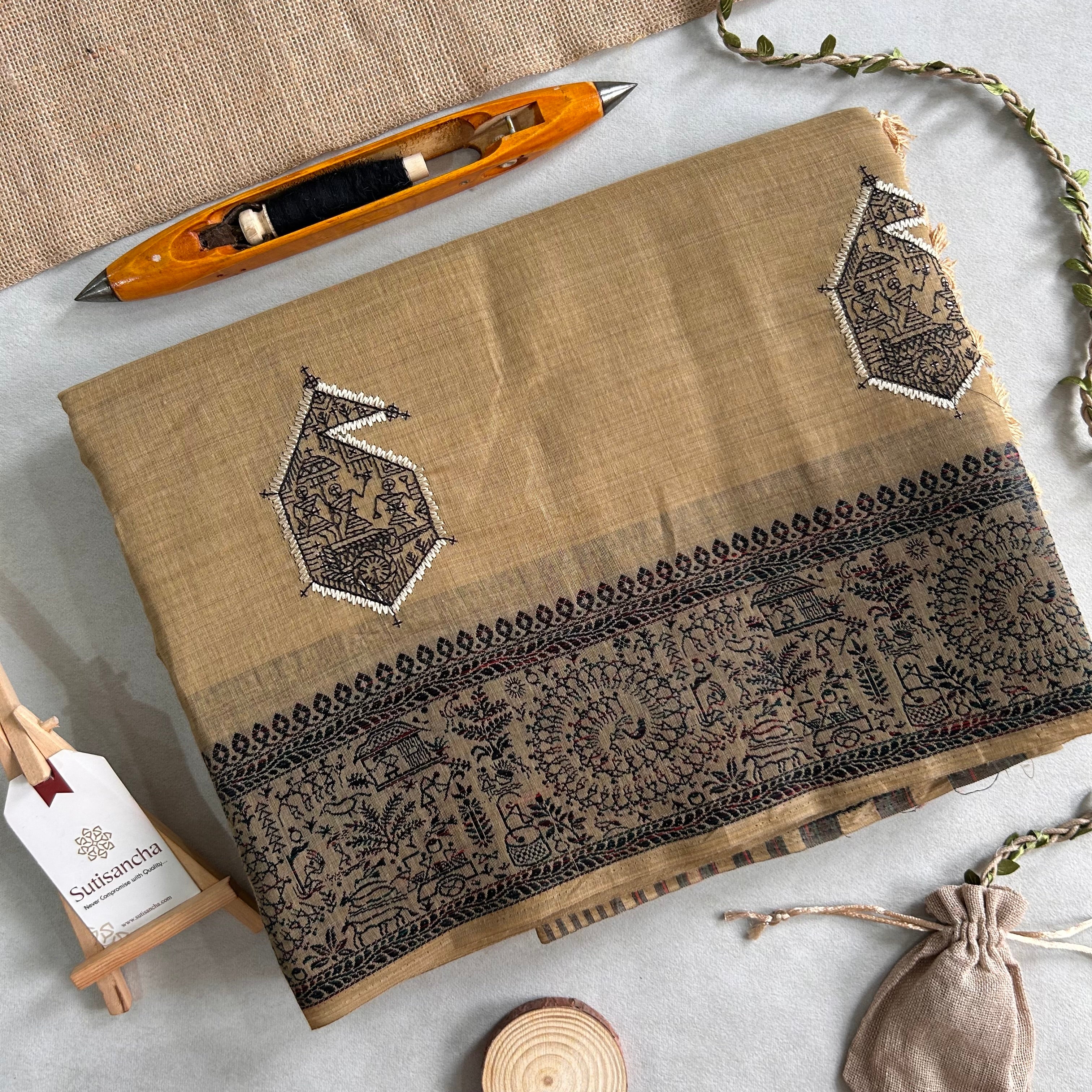 Adiva Cotton Saree with Heritage Thread Work