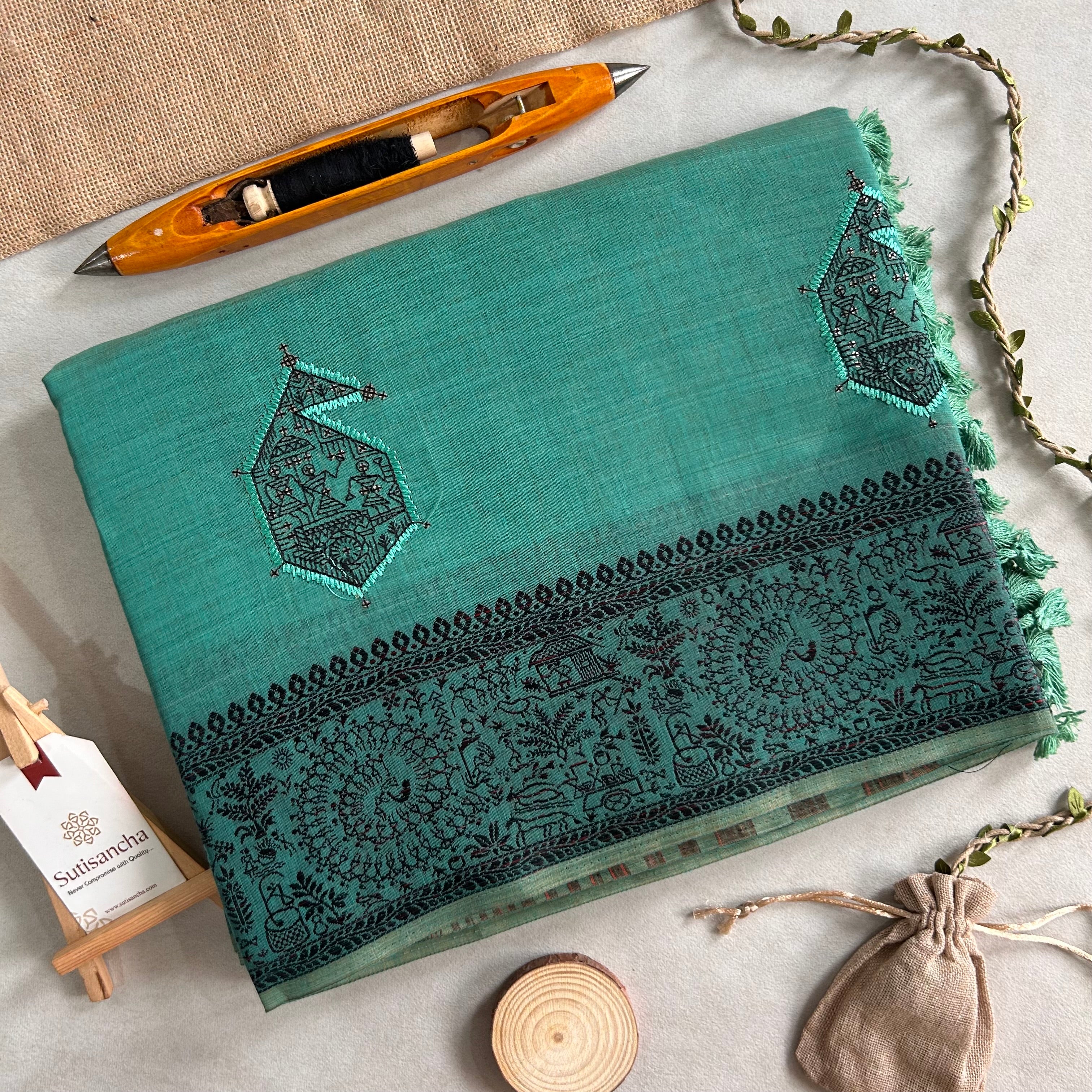 Adiva Cotton Saree with Heritage Thread Work
