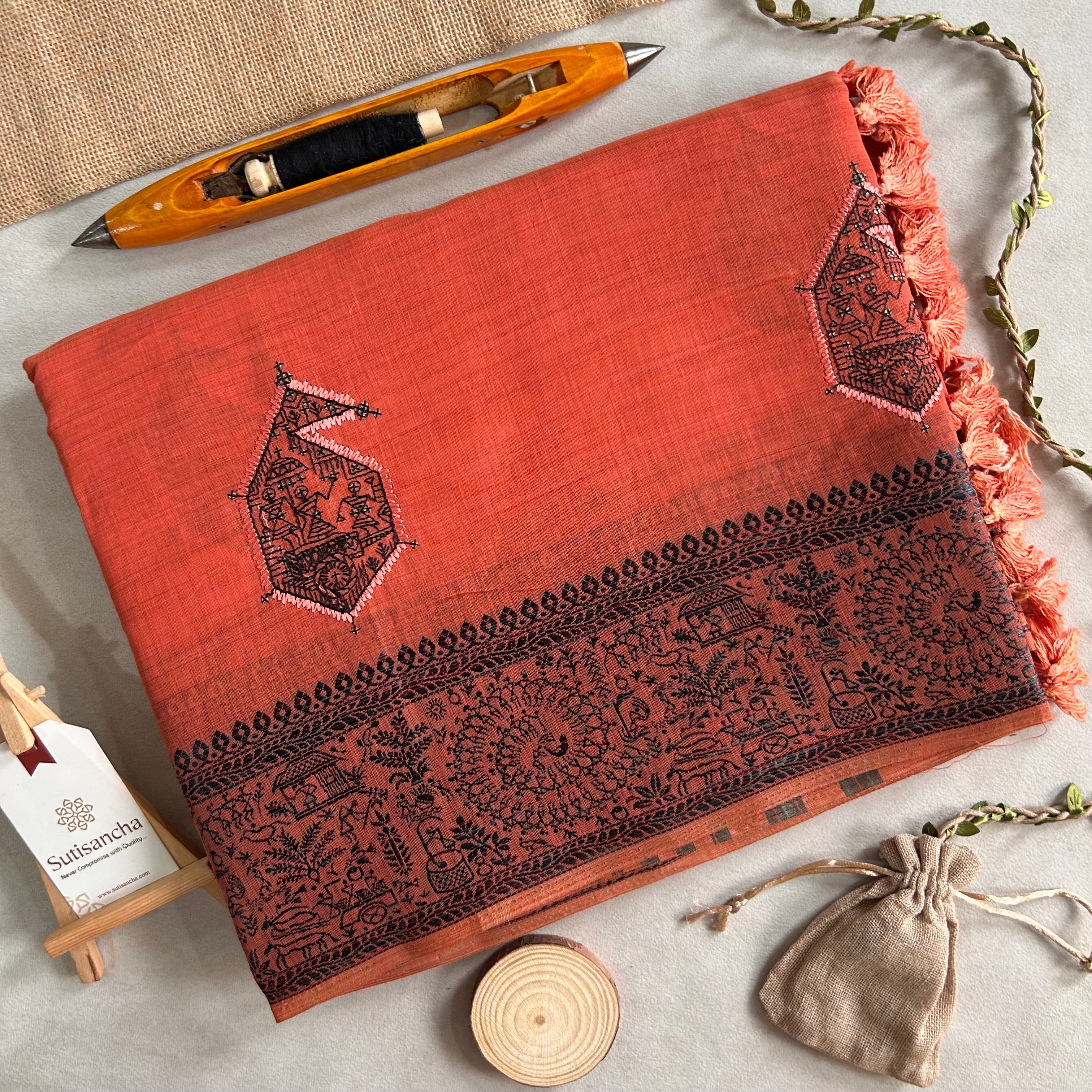 Adiva Cotton Saree with Heritage Thread Work
