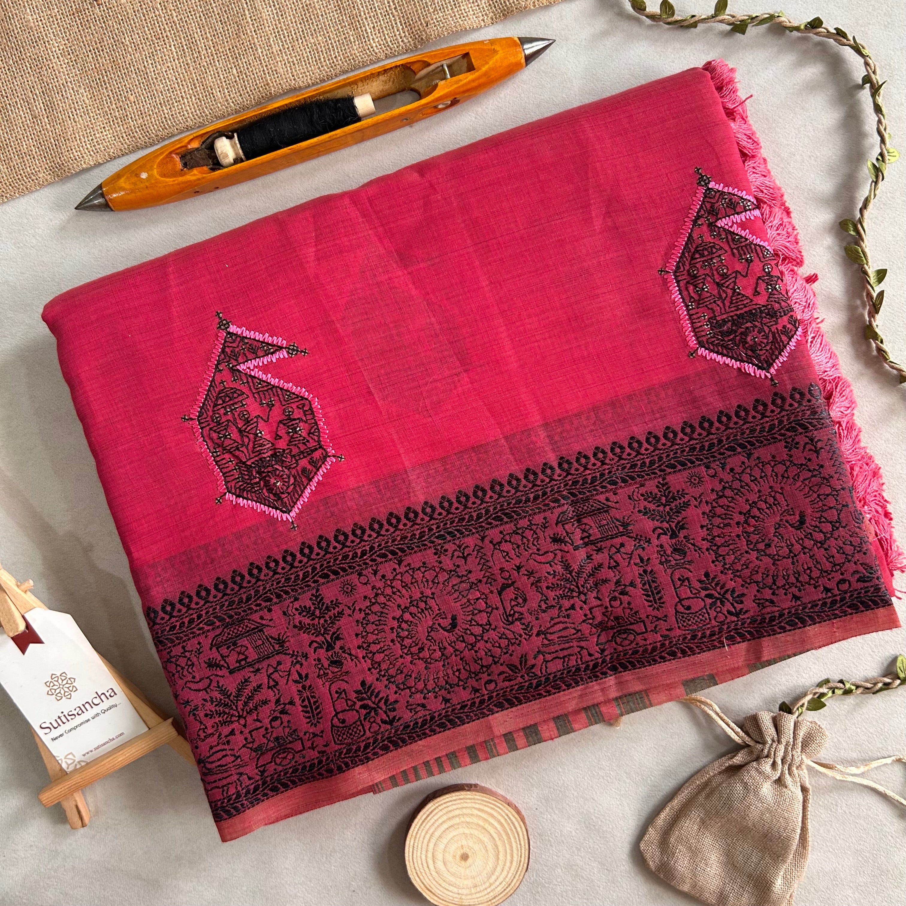 Adiva Cotton Saree with Heritage Thread Work