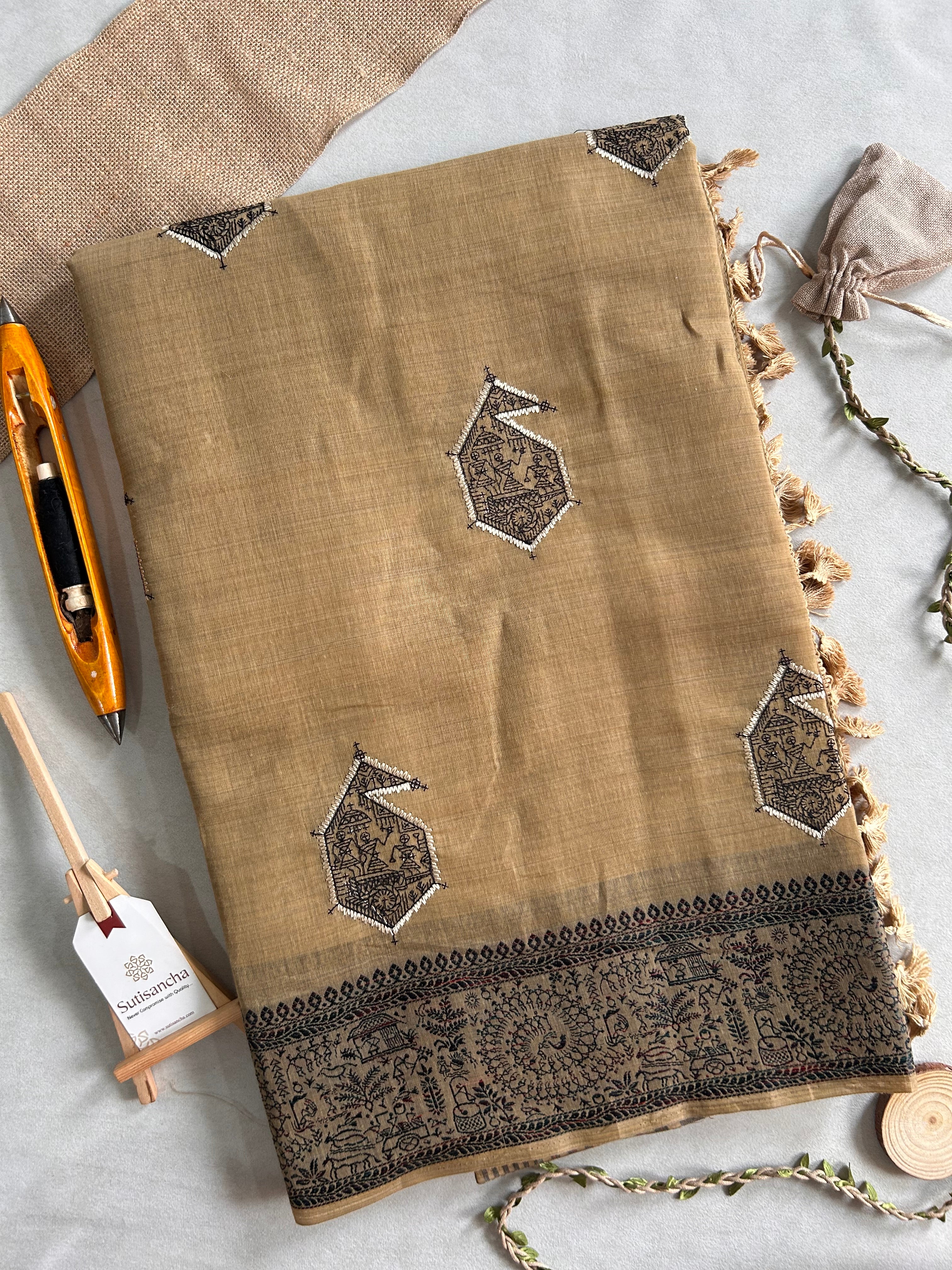 Adiva Cotton Saree with Heritage Thread Work