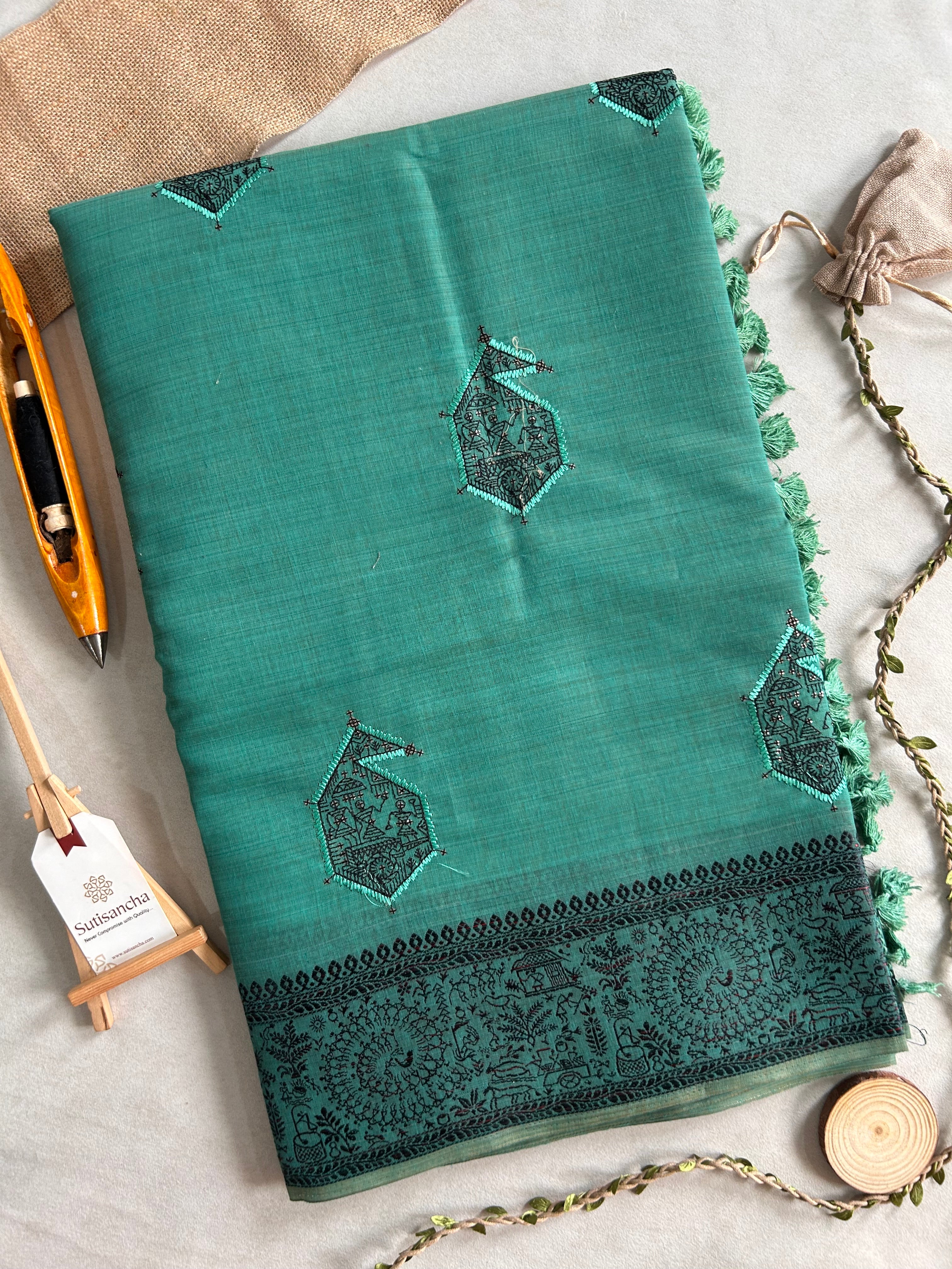 Adiva Cotton Saree with Heritage Thread Work