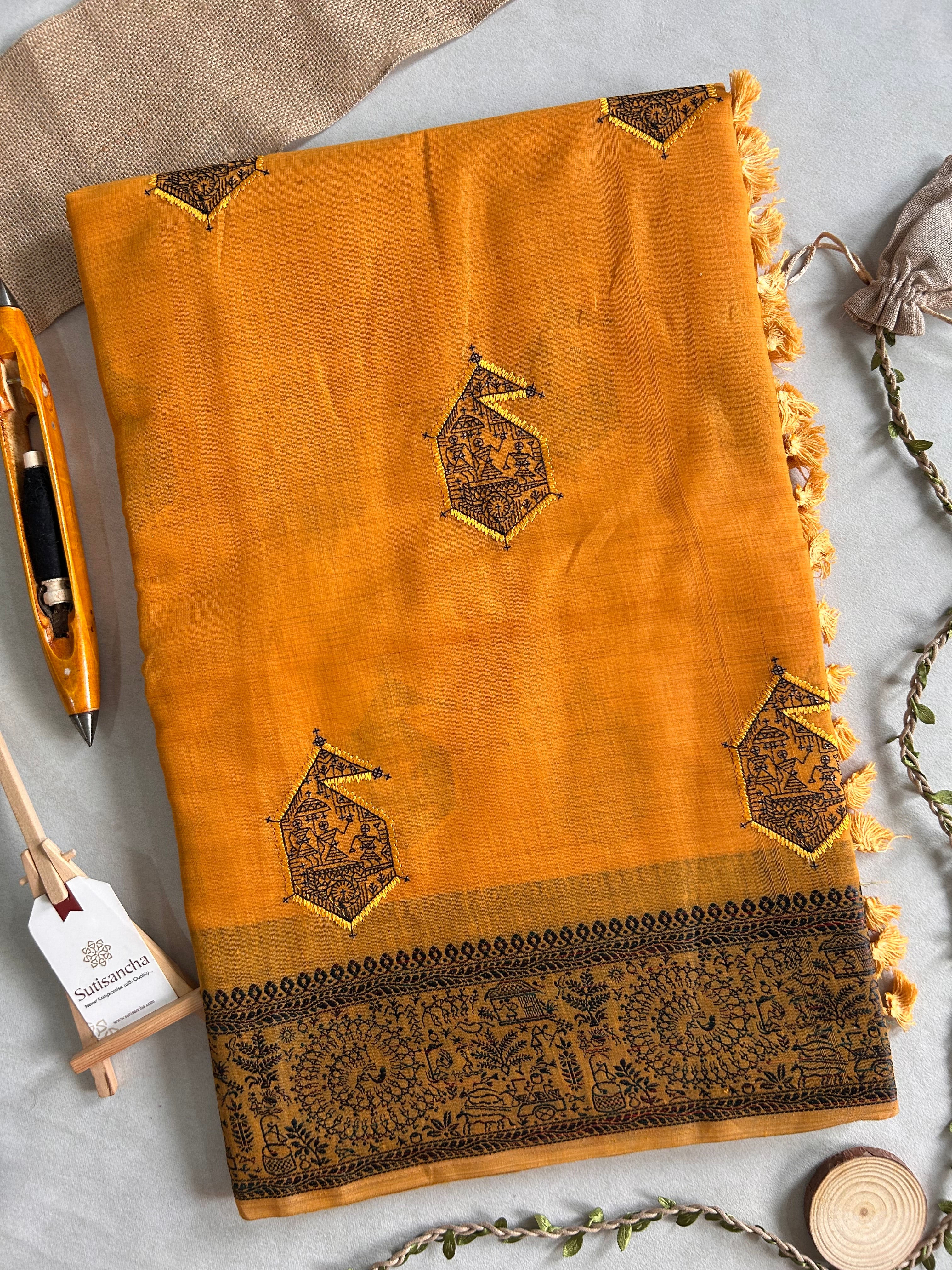 Adiva Cotton Saree with Heritage Thread Work