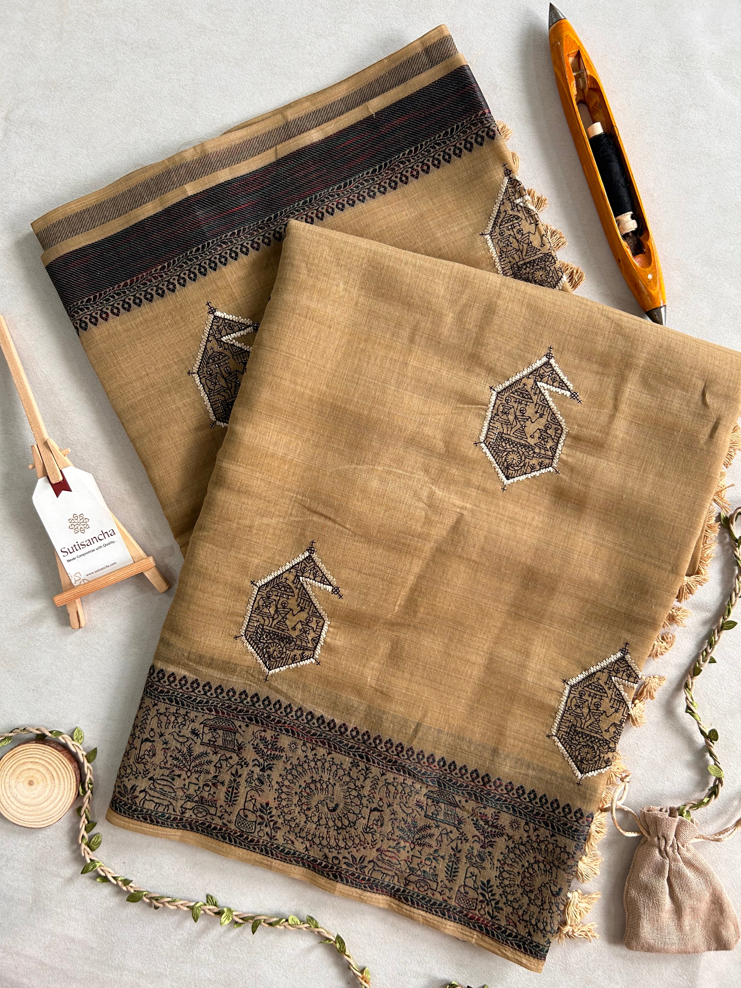 Adiva Cotton Saree with Heritage Thread Work
