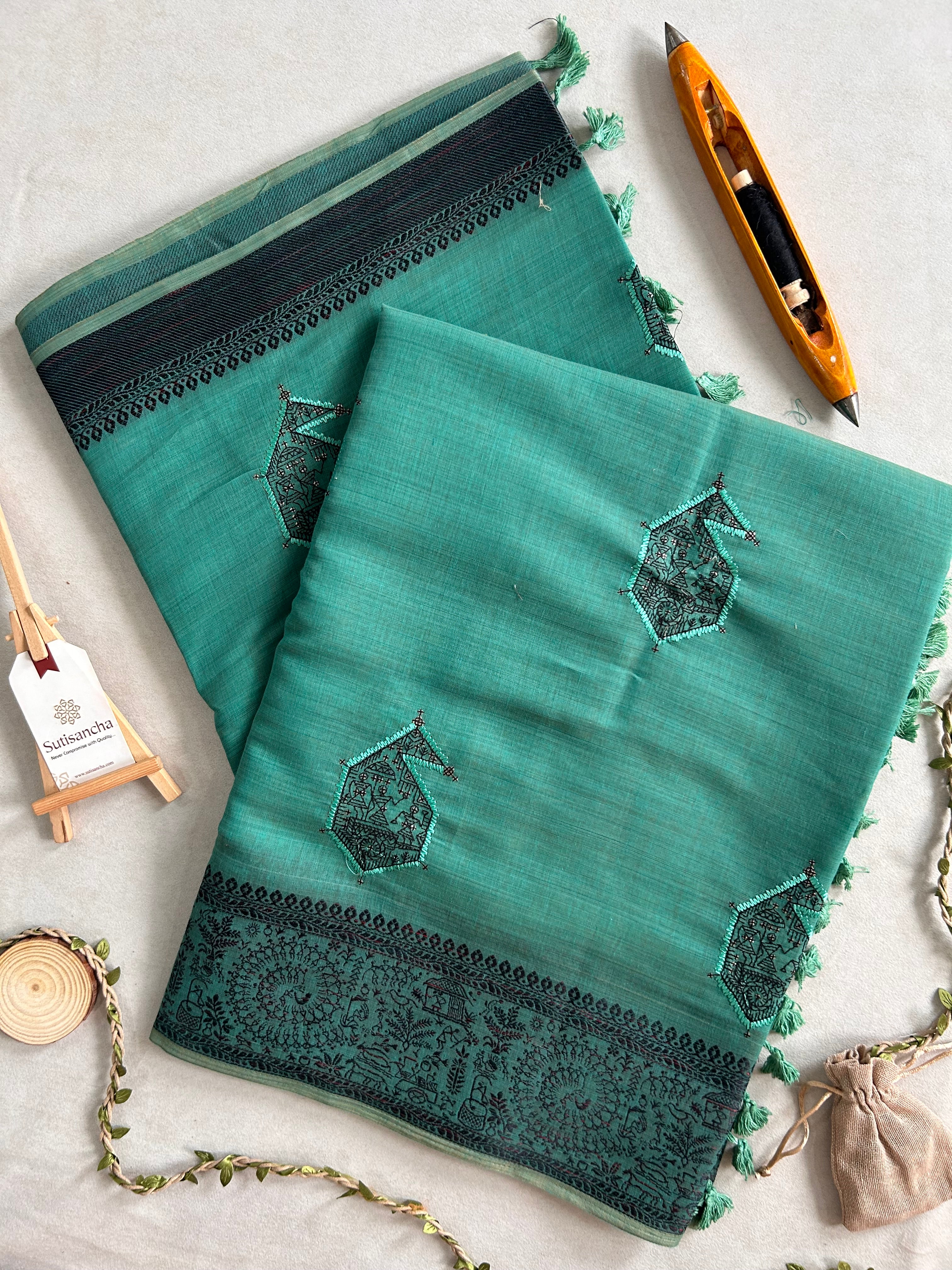 Adiva Cotton Saree with Heritage Thread Work