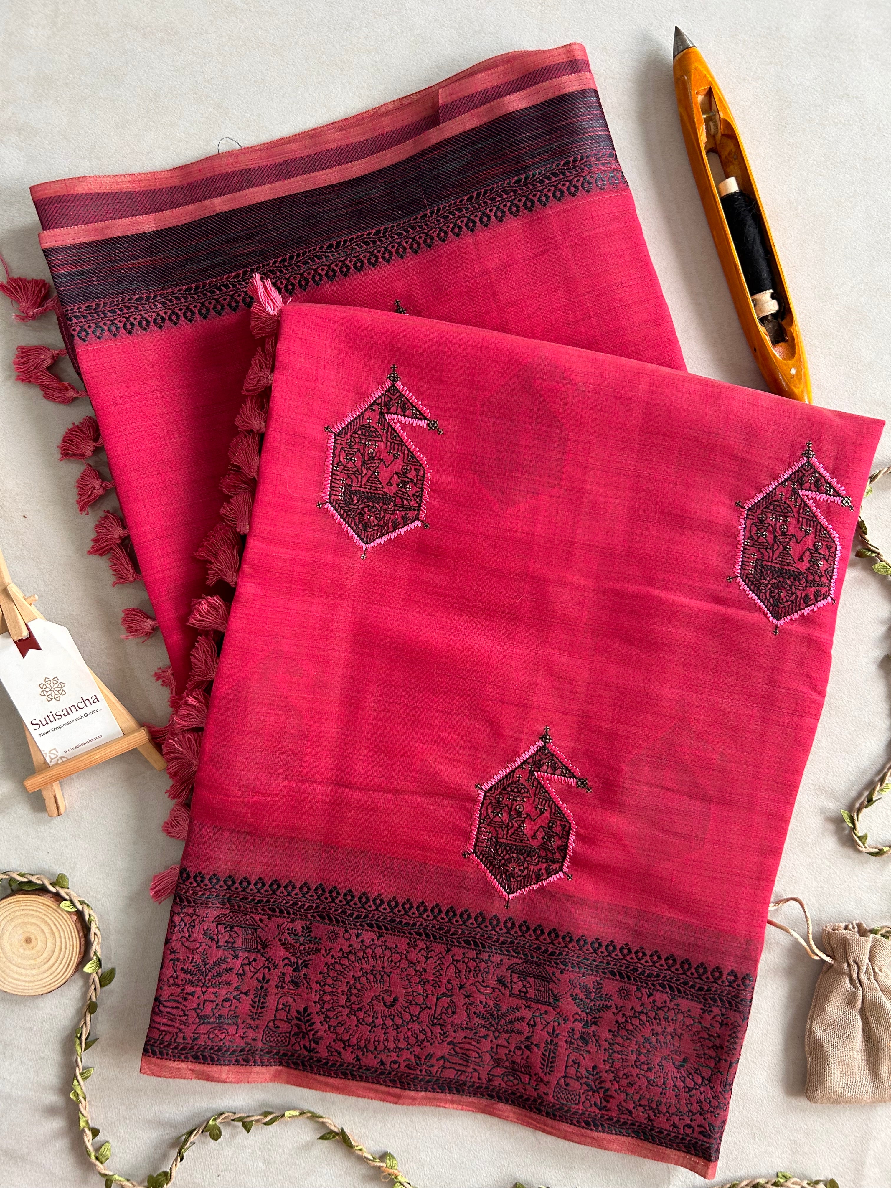 Adiva Cotton Saree with Heritage Thread Work