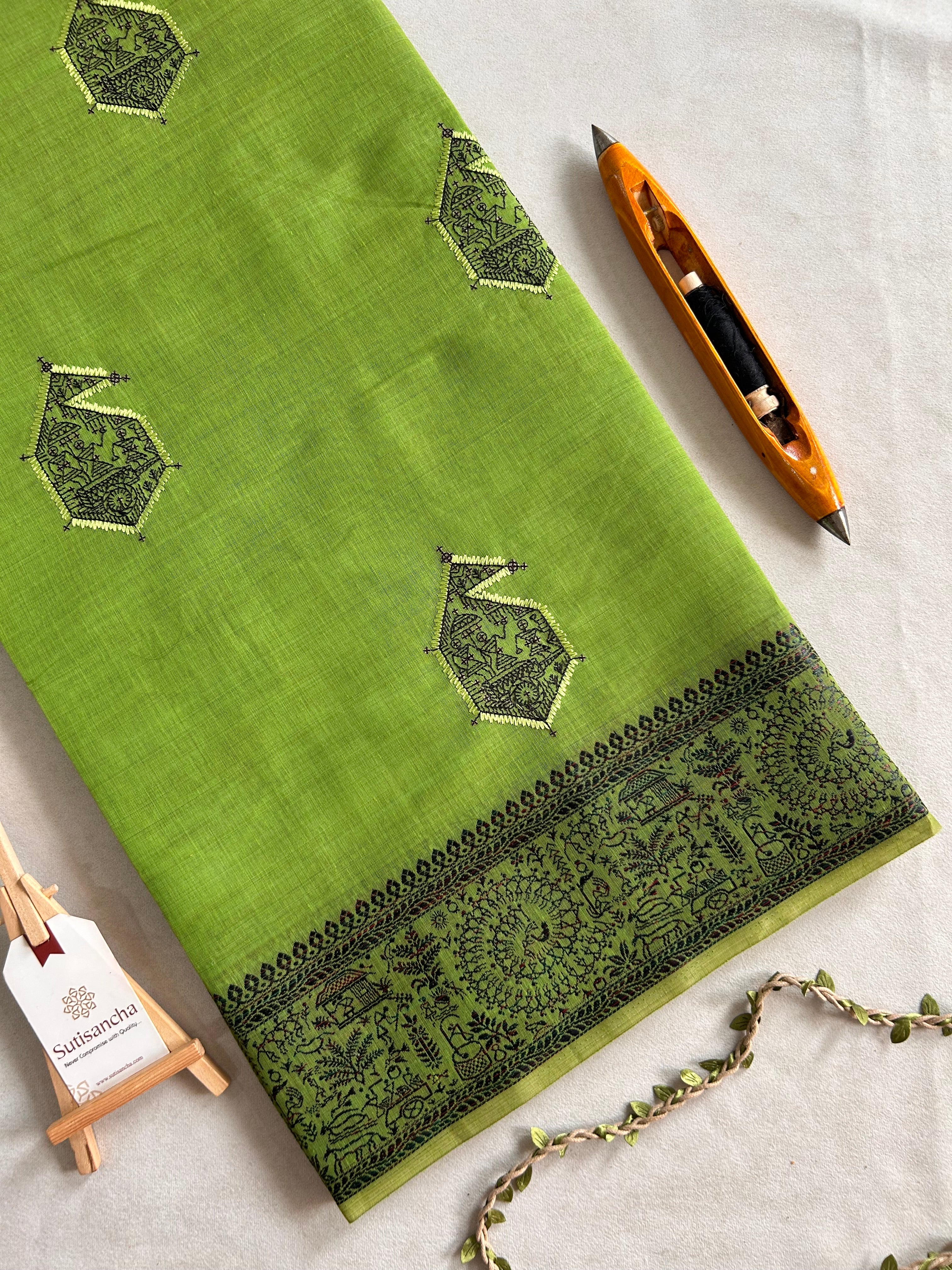 Adiva Cotton Saree with Heritage Thread Work