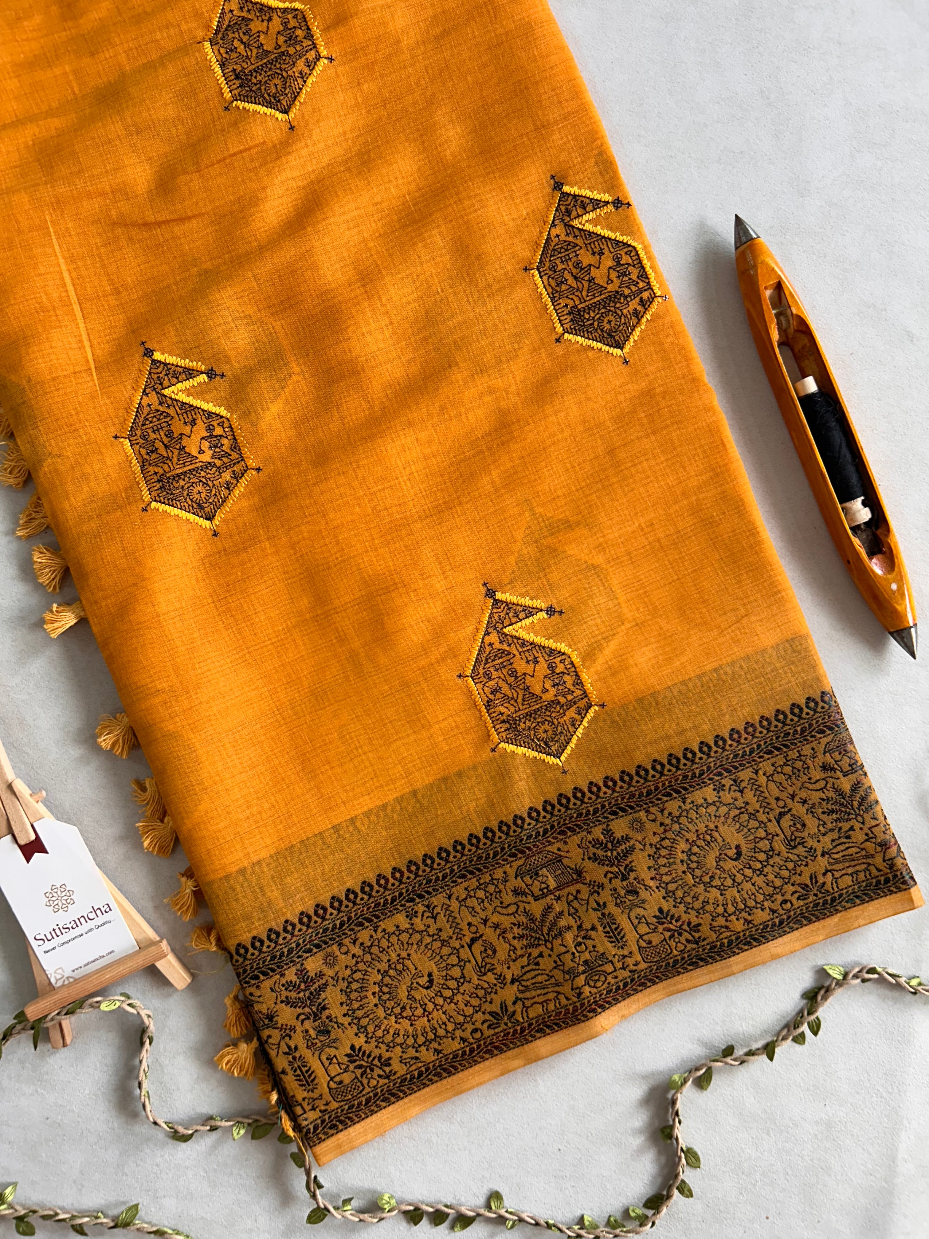 Adiva Cotton Saree with Heritage Thread Work