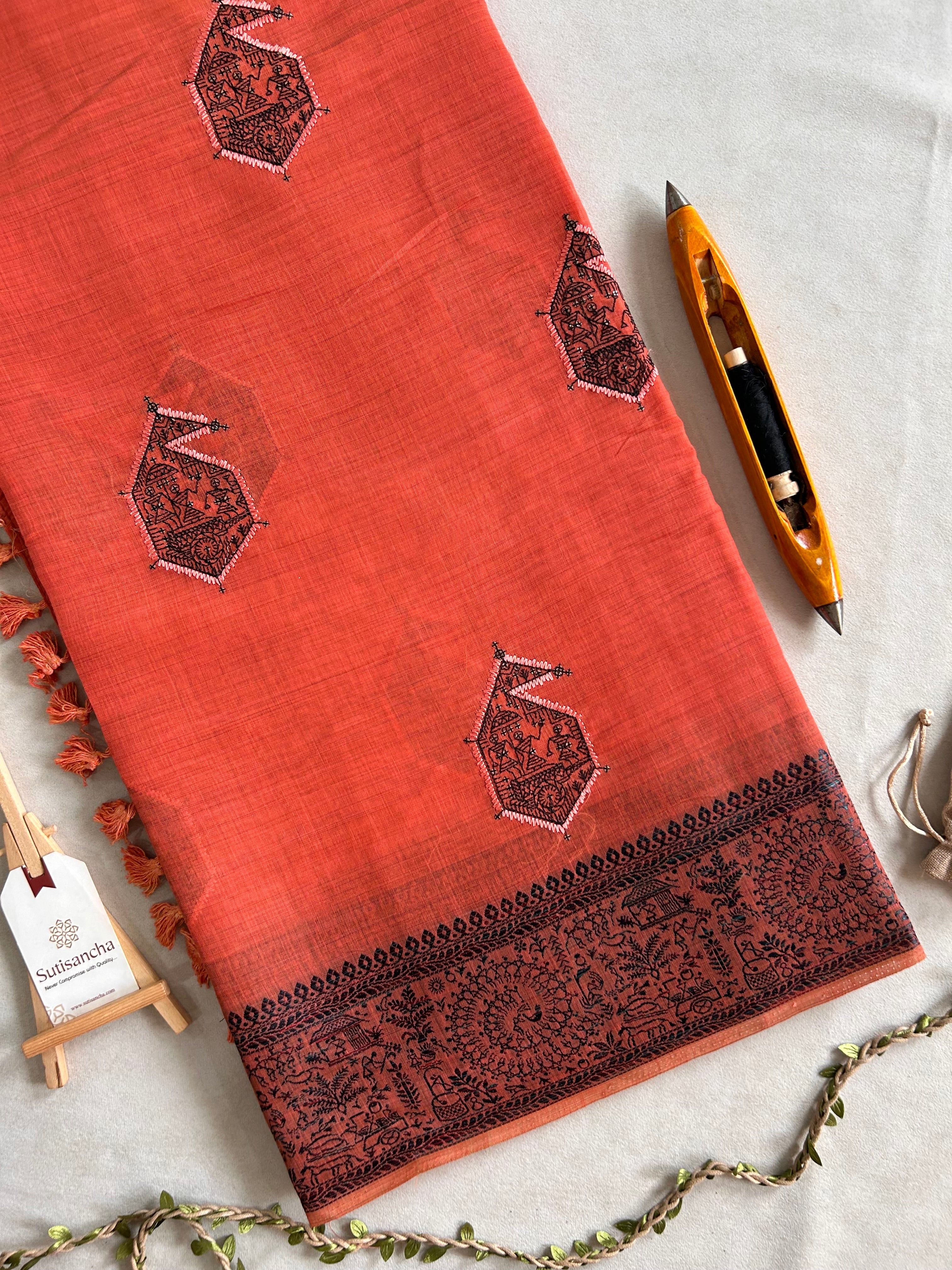 Adiva Cotton Saree with Heritage Thread Work