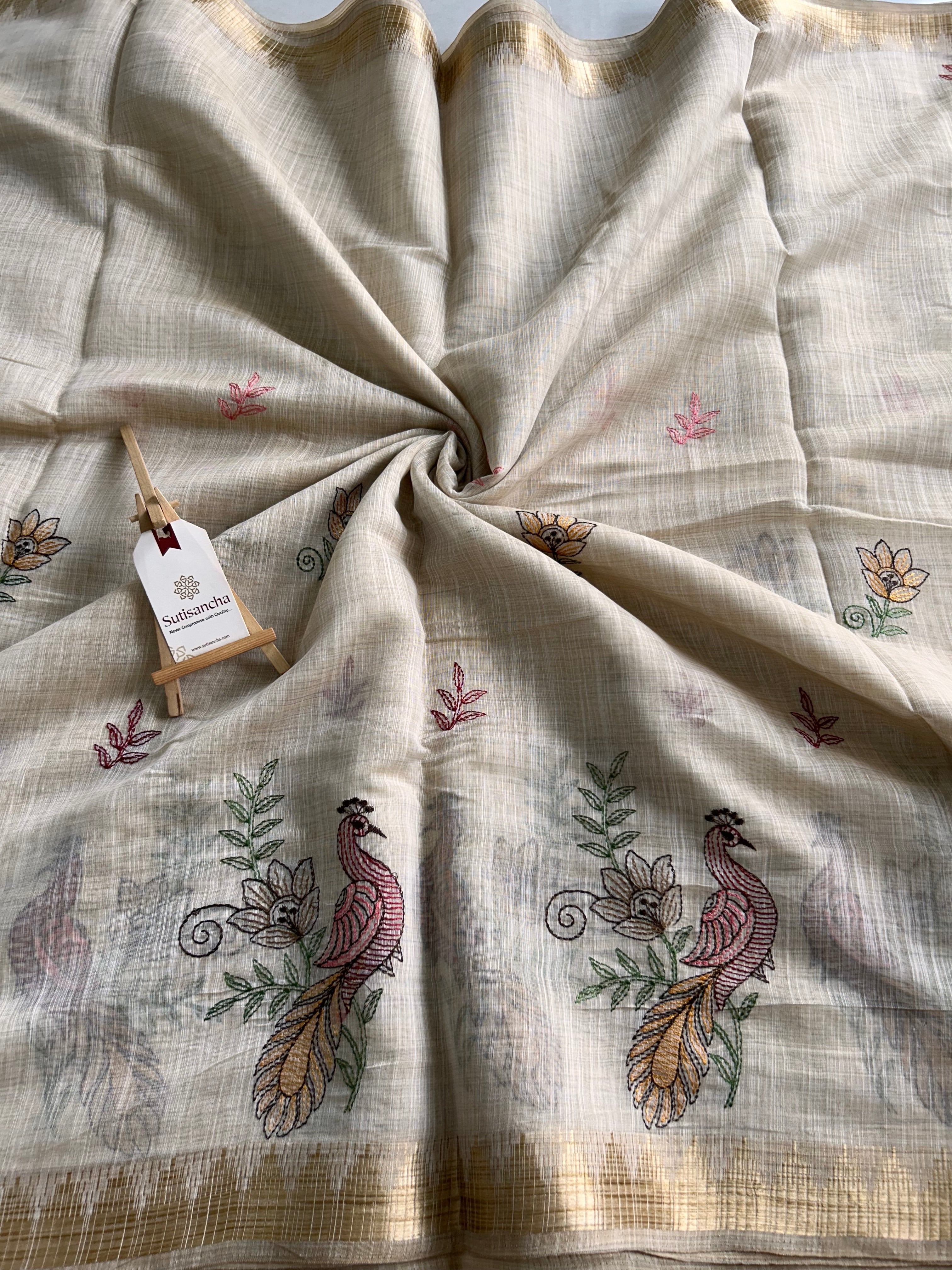 Prakriti Heritage Cotton Saree Nature Thread Art