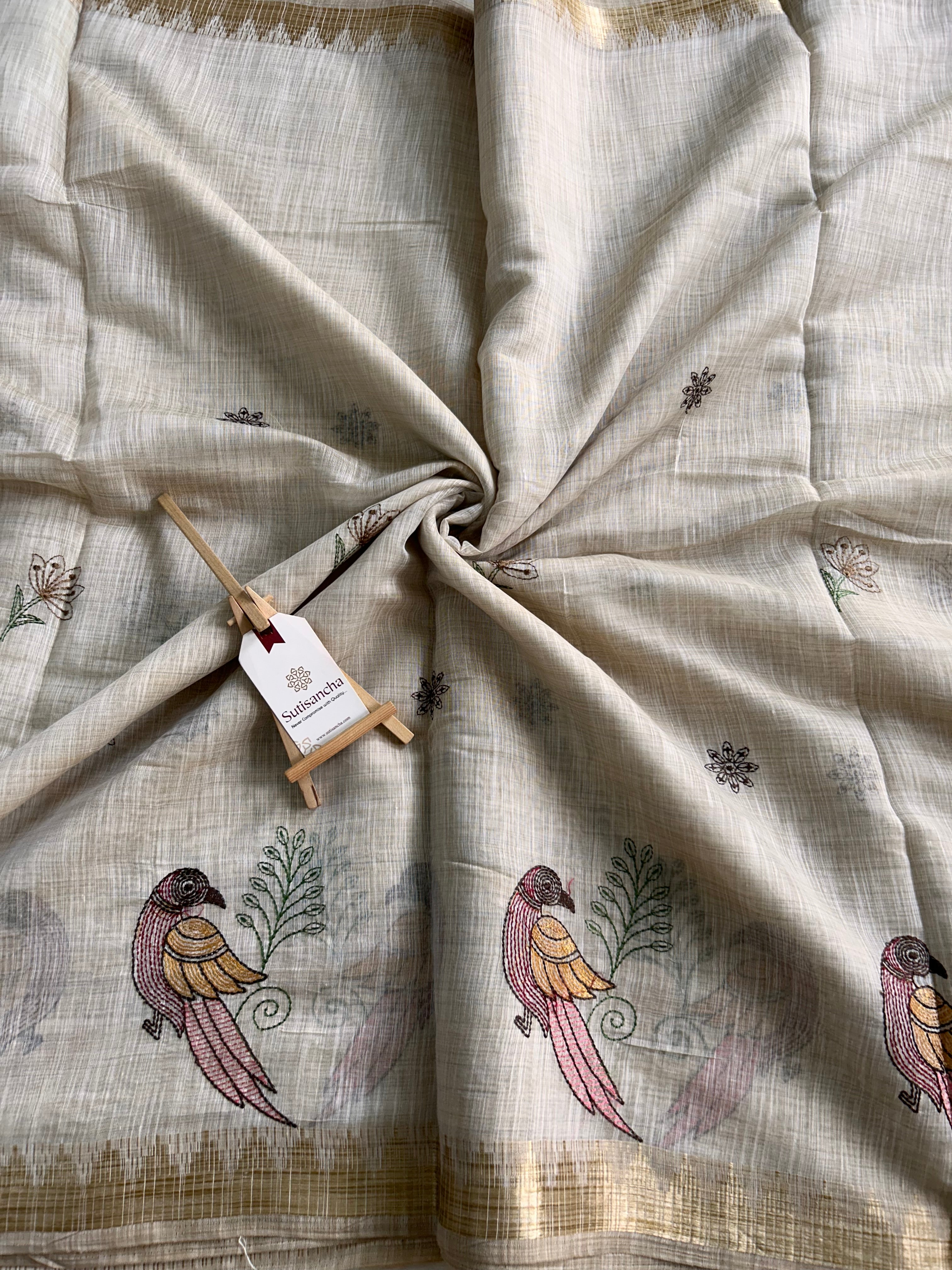 Prakriti Heritage Cotton Saree Nature Thread Art