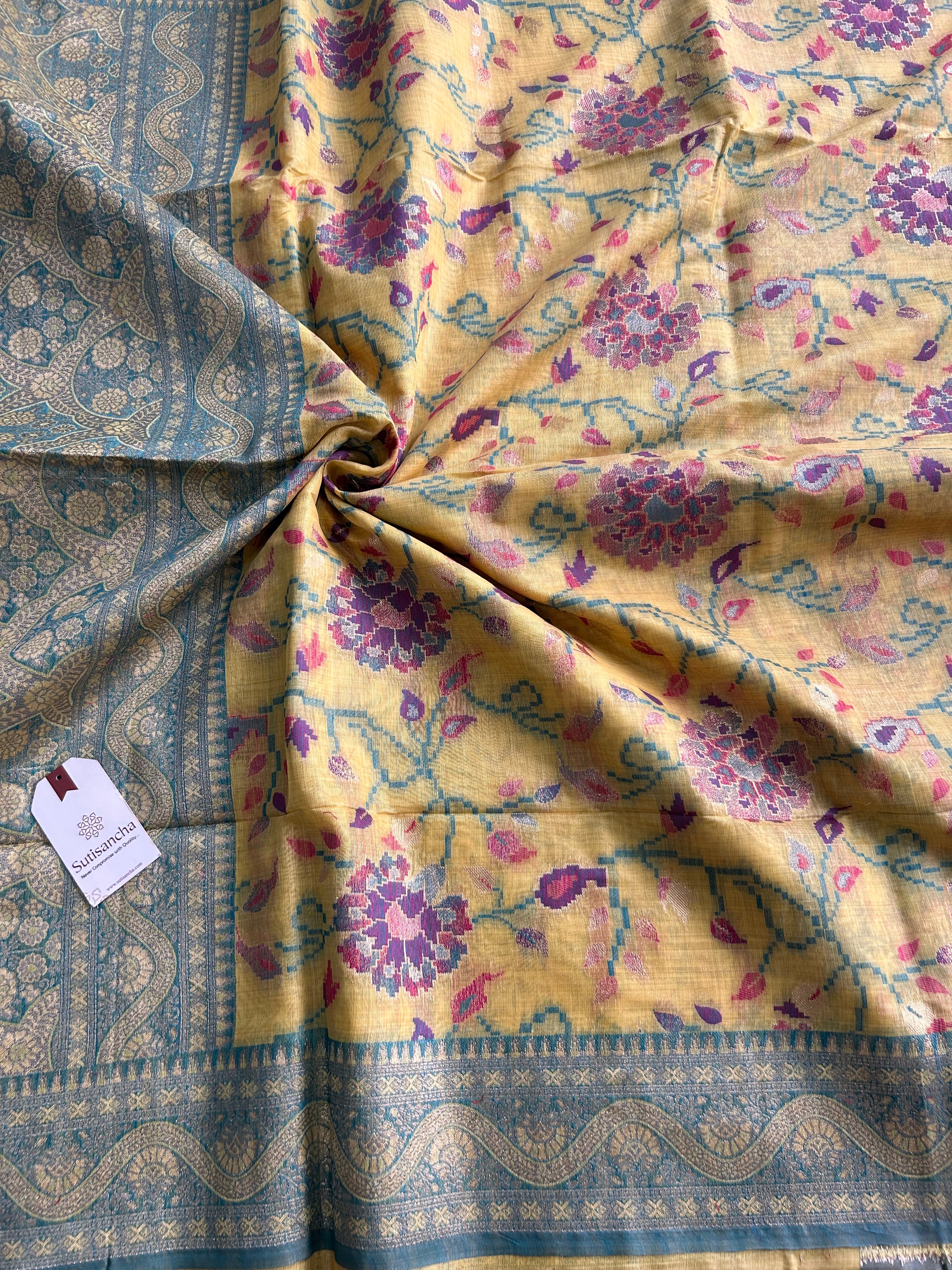 Mayra Heritage Cotton Saree Ornamental Floral Weave